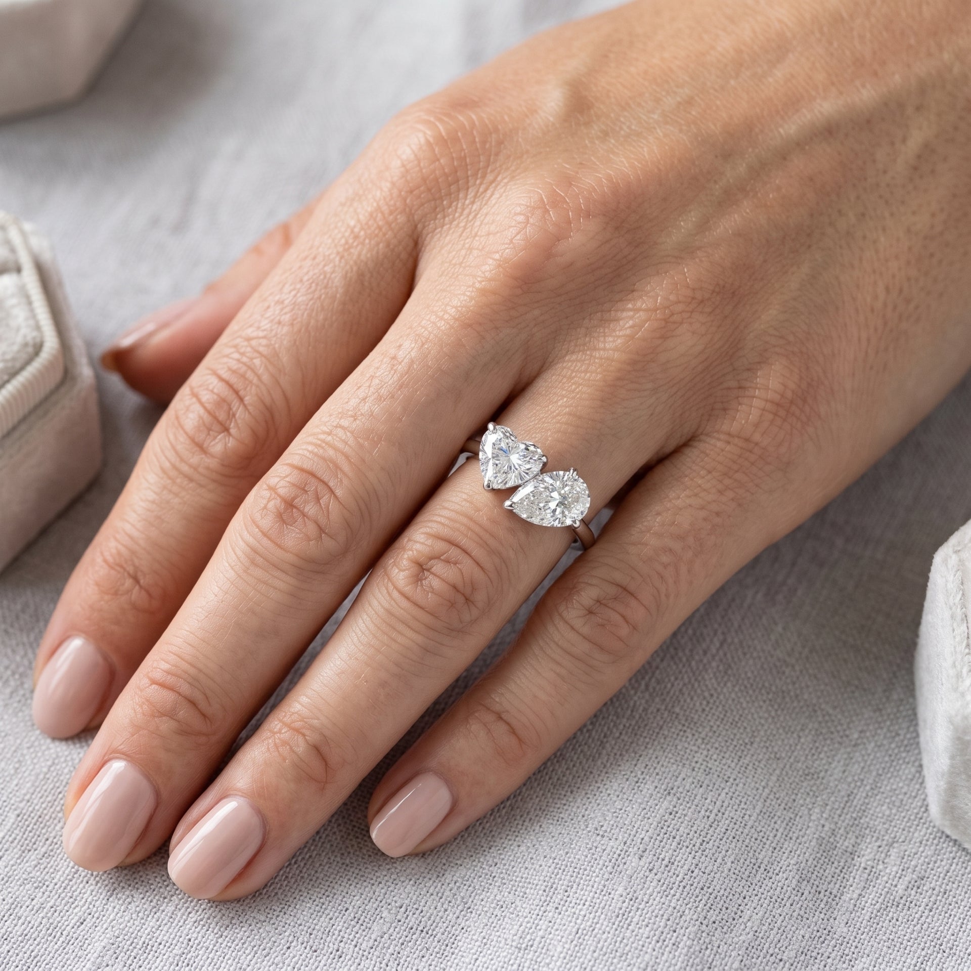 Twin Flame Embrace Solitaire Lab Grown Diamond Ring