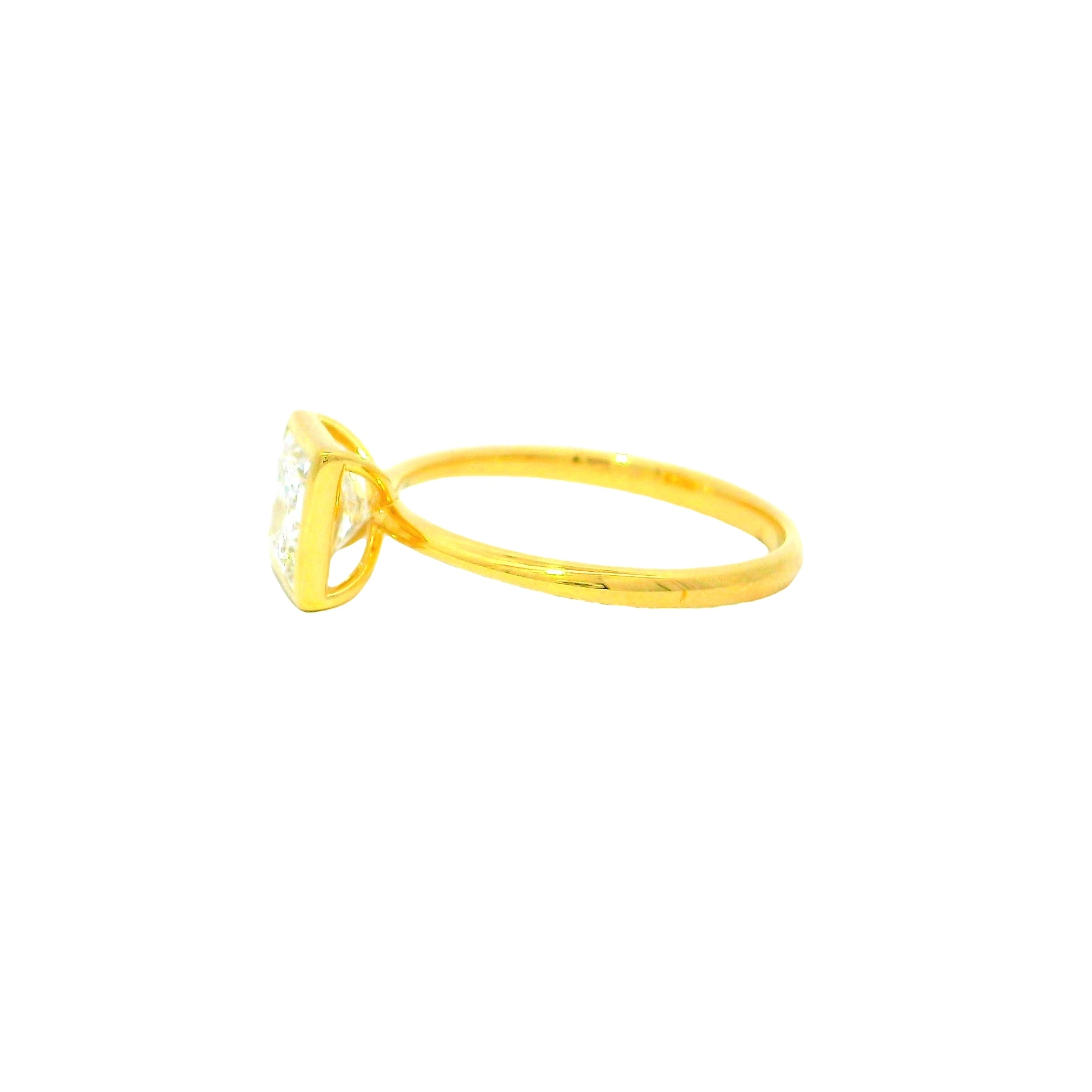 Golden Square Solitaire Lab Grown Diamond Ring