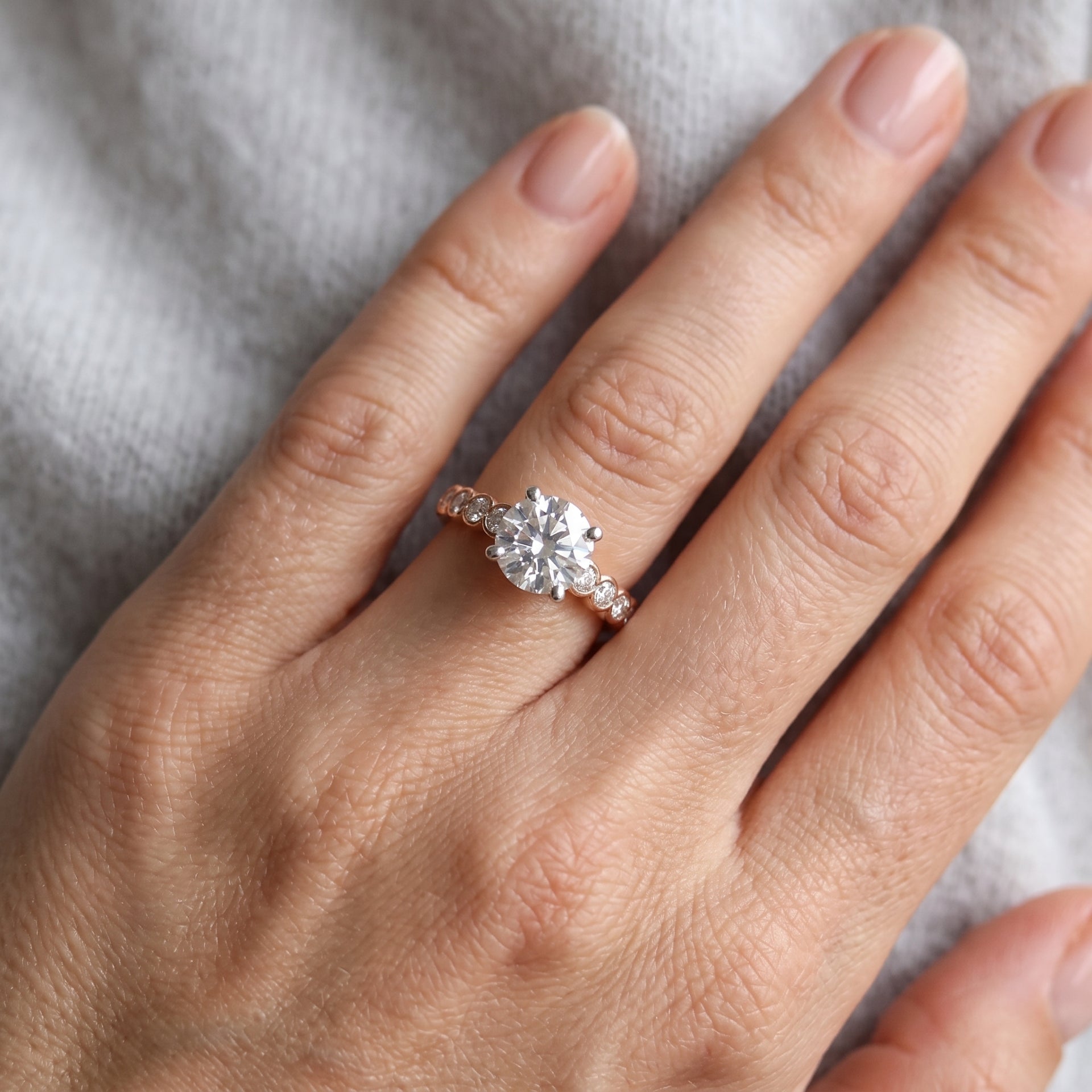 Sweetheart Scallop Solitaire Lab Grown Diamond Ring