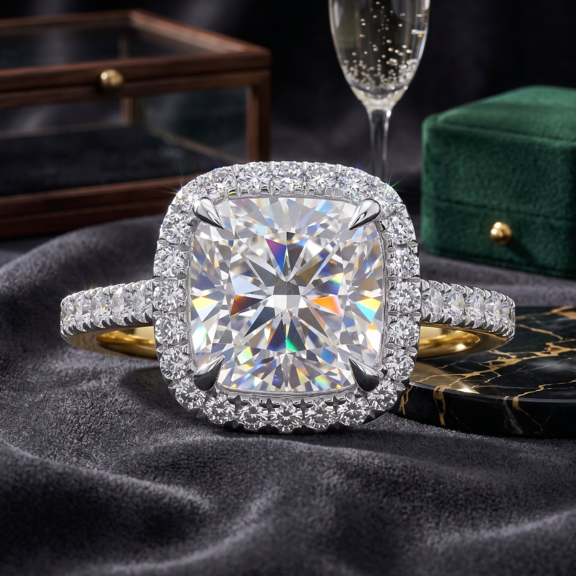 Serene Cushion Solitaire Lab Grown Diamond Ring
