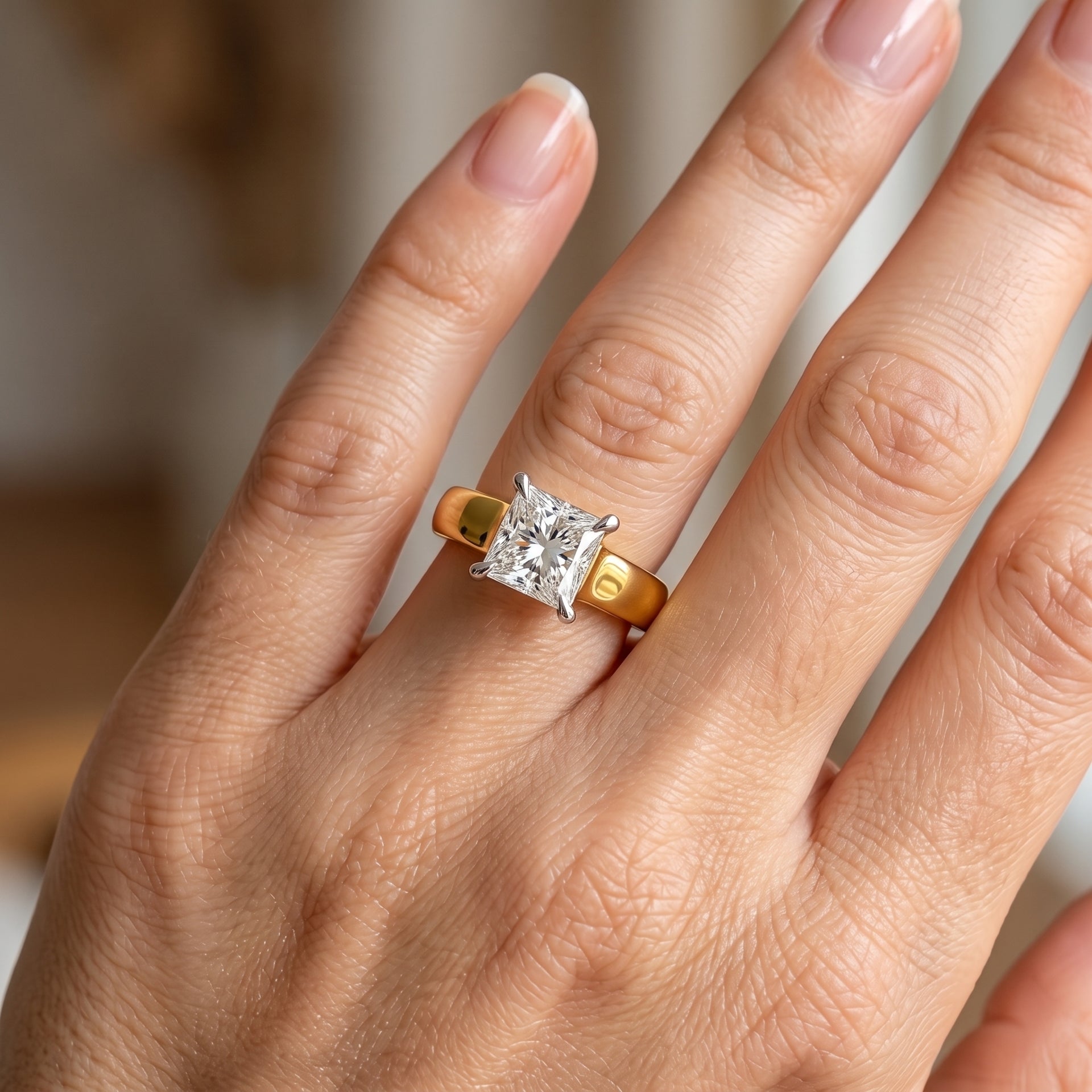 Sunlit Cube Solitaire Lab Grown Diamond Ring