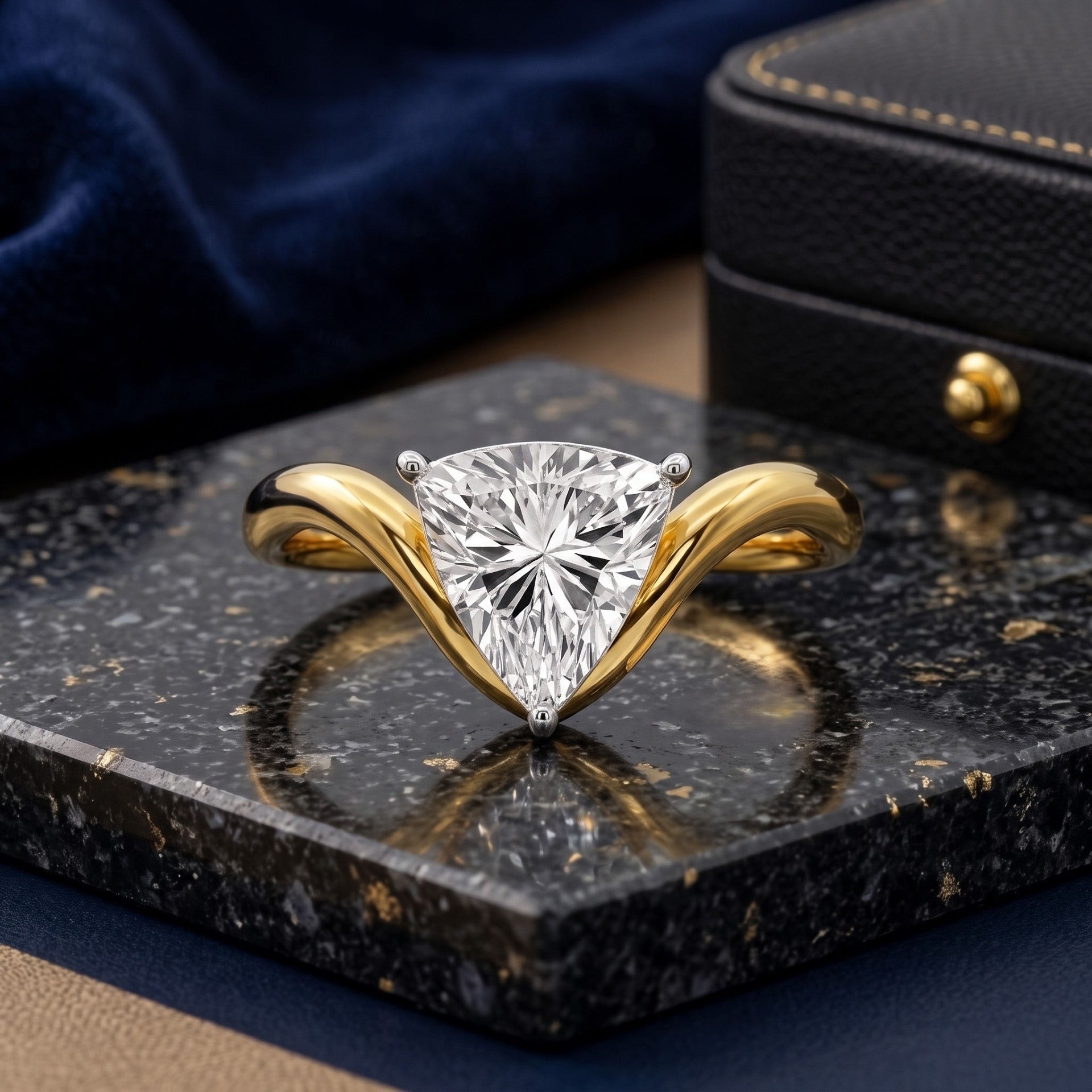 Triangular Sparkle Solitaire Lab Grown Diamond Ring