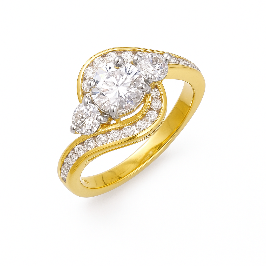 Golden Whirl Solitaire Lab Grown Diamond Ring