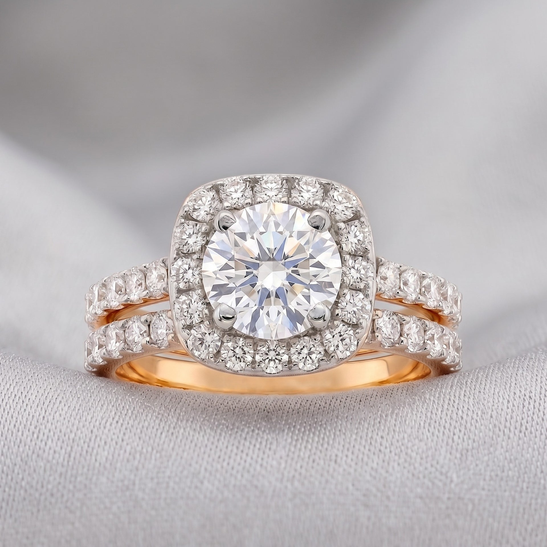 TwinHalo Grandeur Solitaire Lab Grown Diamond Ring