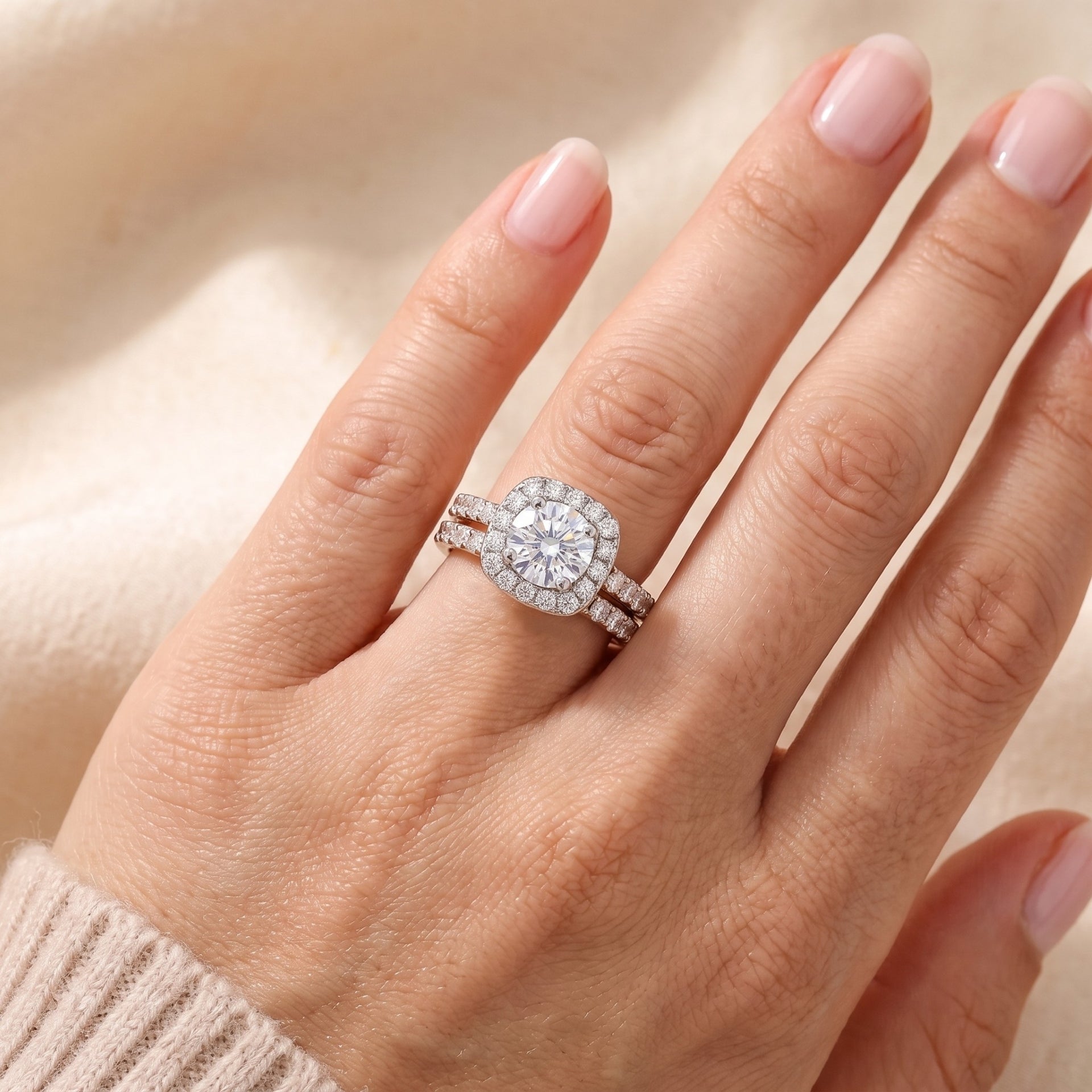 TwinHalo Grandeur Solitaire Lab Grown Diamond Ring