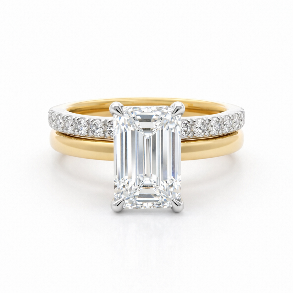 Emerald Prism Solitaire Lab Grown Diamond Ring