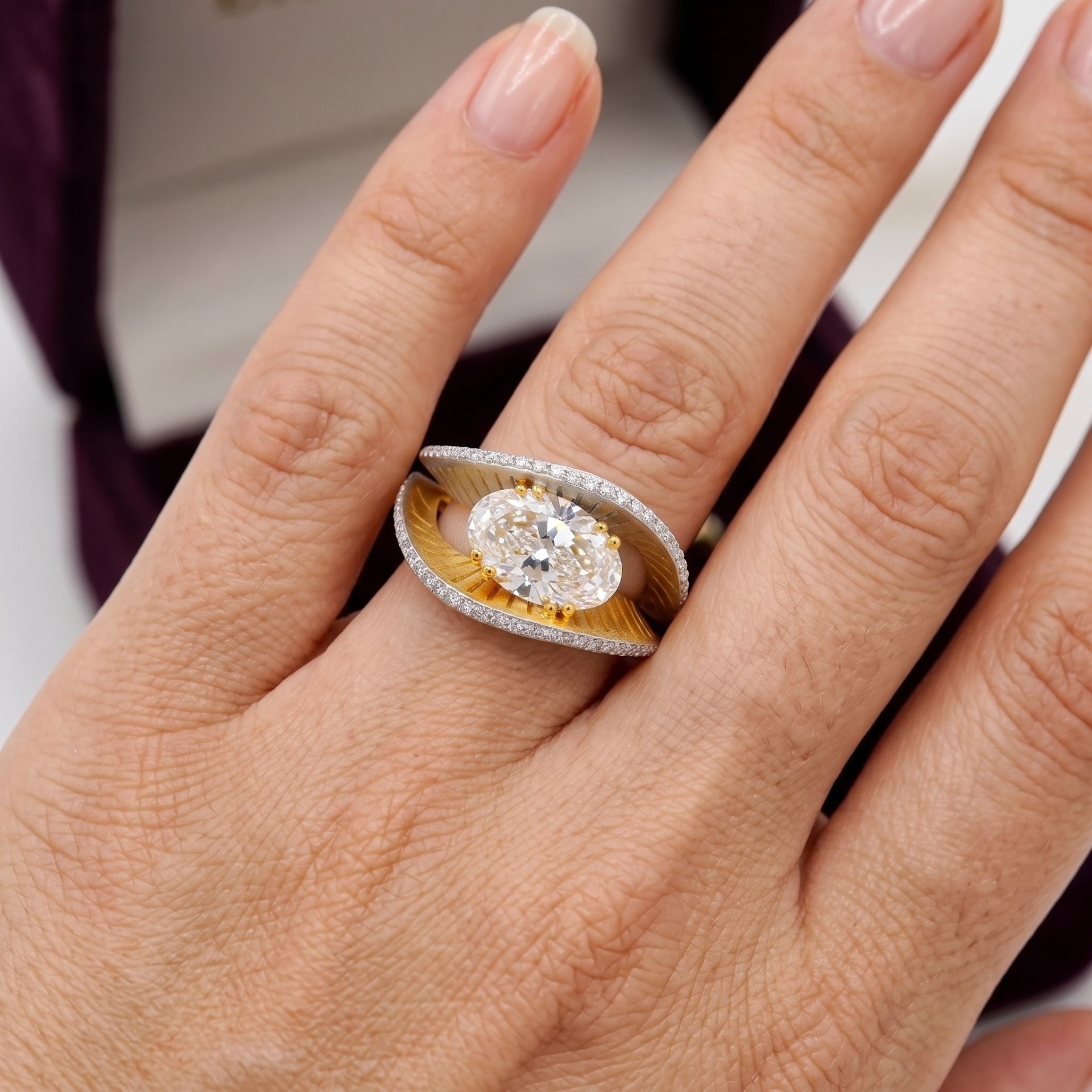 Oceanic Crest Solitaire Lab Grown Diamond Ring