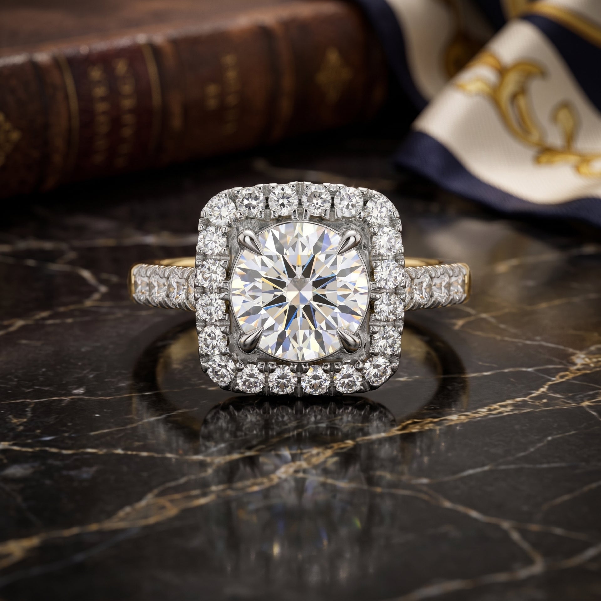 Estate Grand Solitaire Lab Grown Diamond Ring