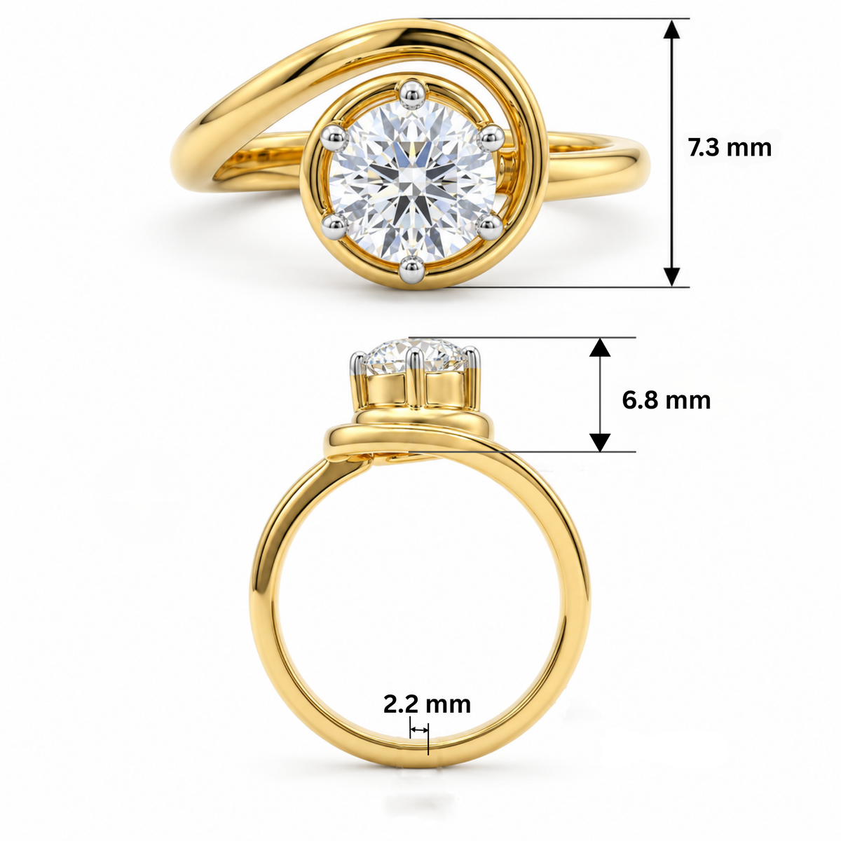 Halo Comet Solitaire Lab Grown Diamond Ring