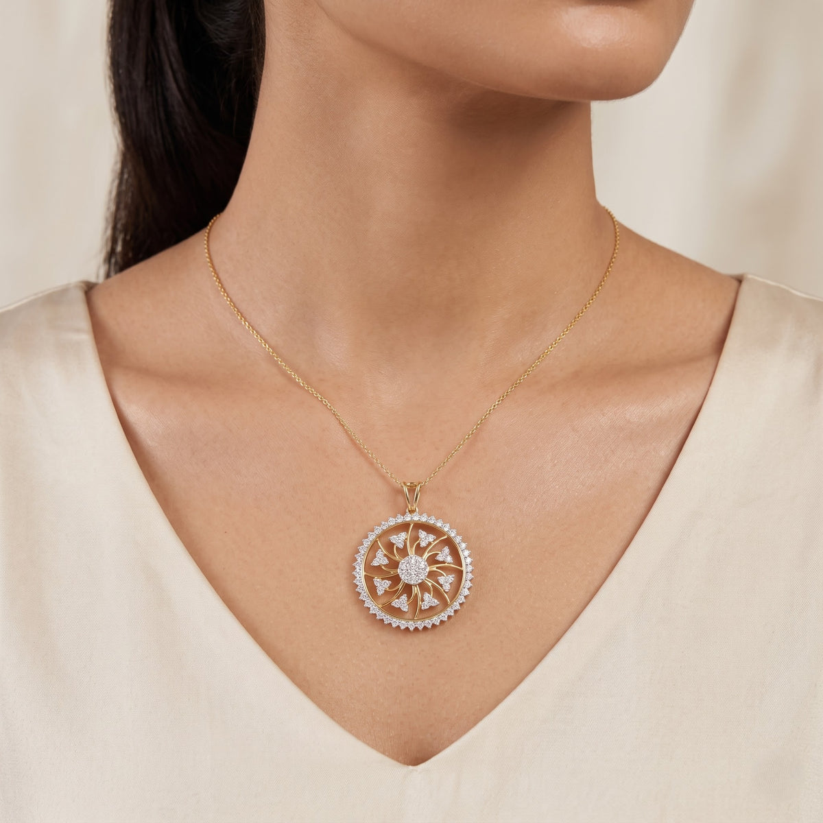 Luminous Sunwheel Lab Grown Diamond Pendant