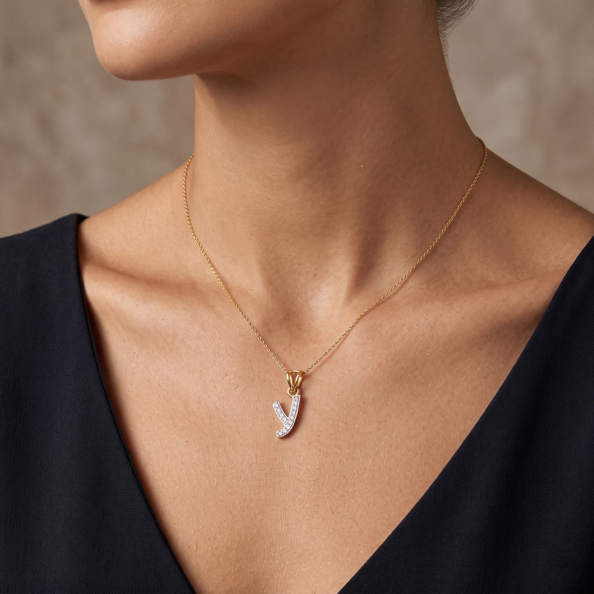 Y-Initial Lab Grown Diamond Pendant