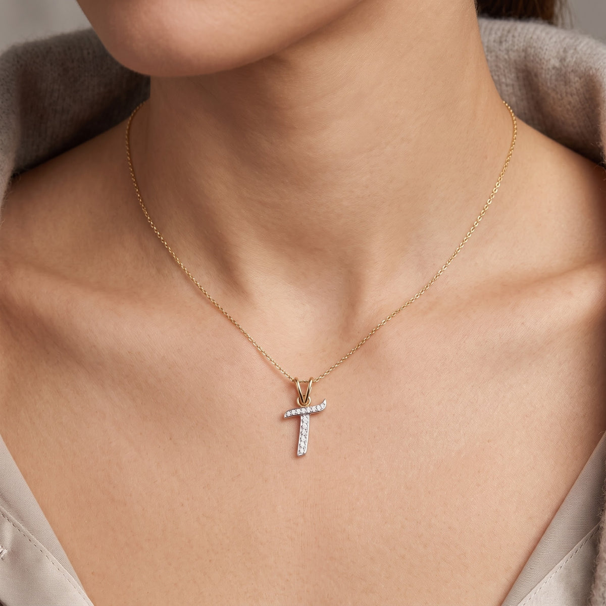 Signature "T" Lab Grown Diamond Pendant