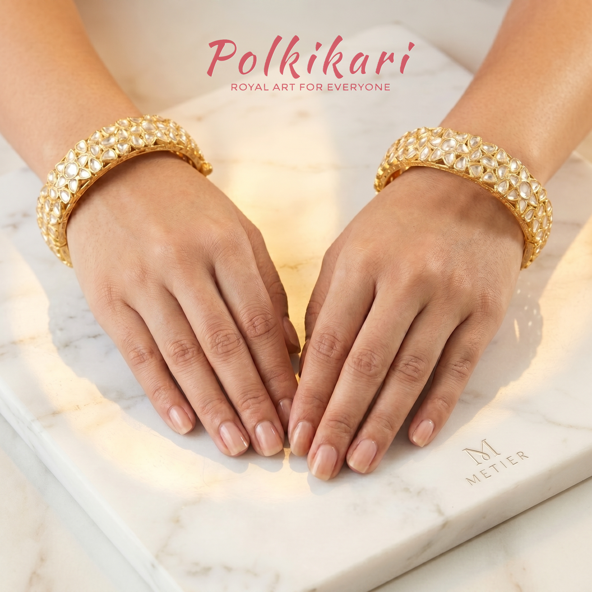 Lattice Glow Lab Grown Polki Bangles (Pair)