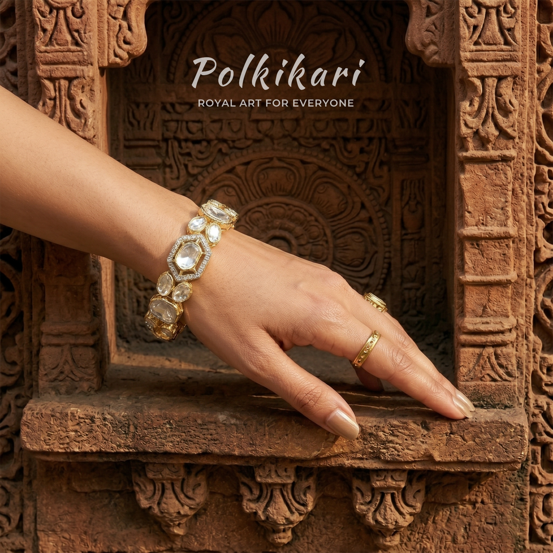 Modern Mosaic Lab Grown Polki Bangles (Pair)