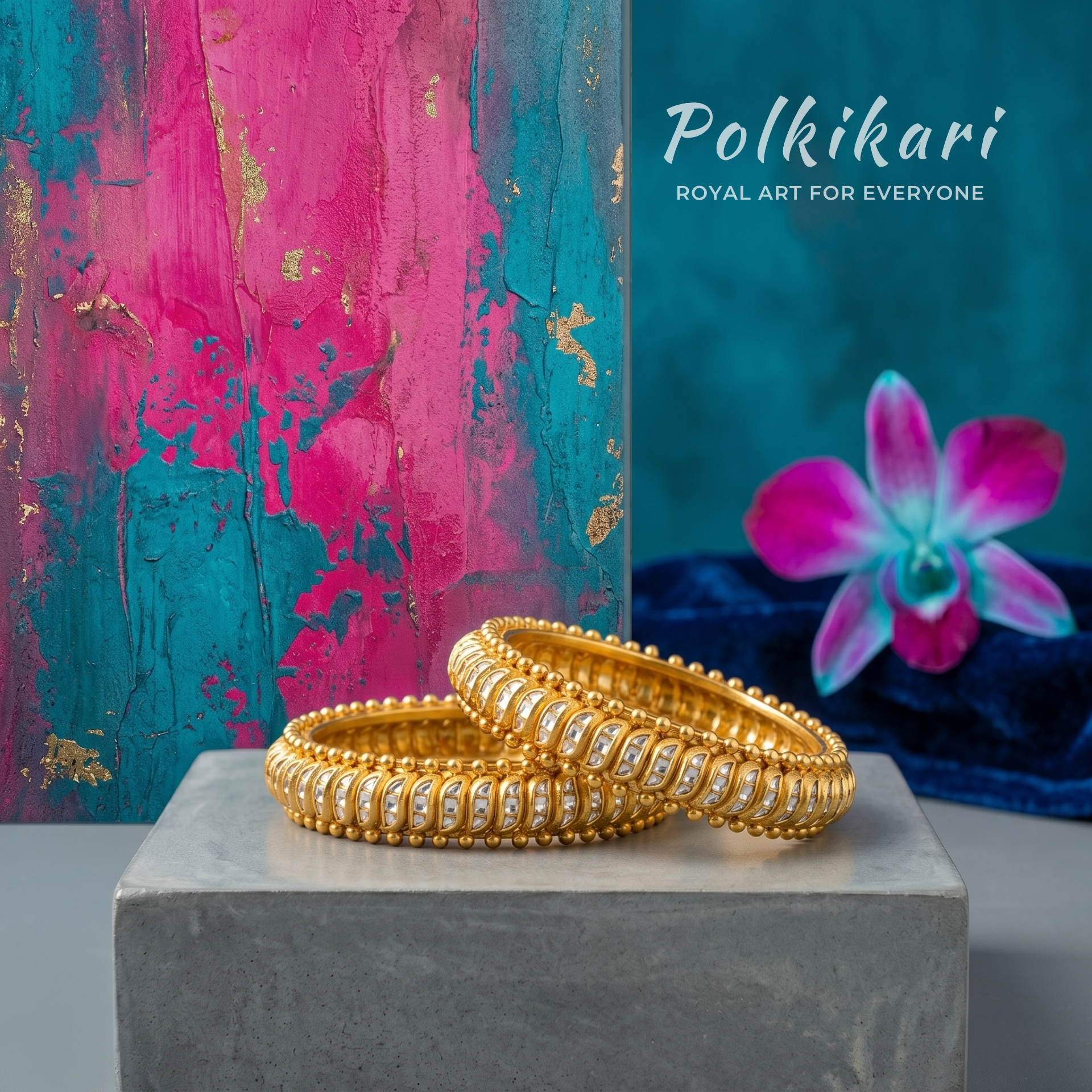 Rhythmic Radiance Lab Grown Polki Bangles (Pair)