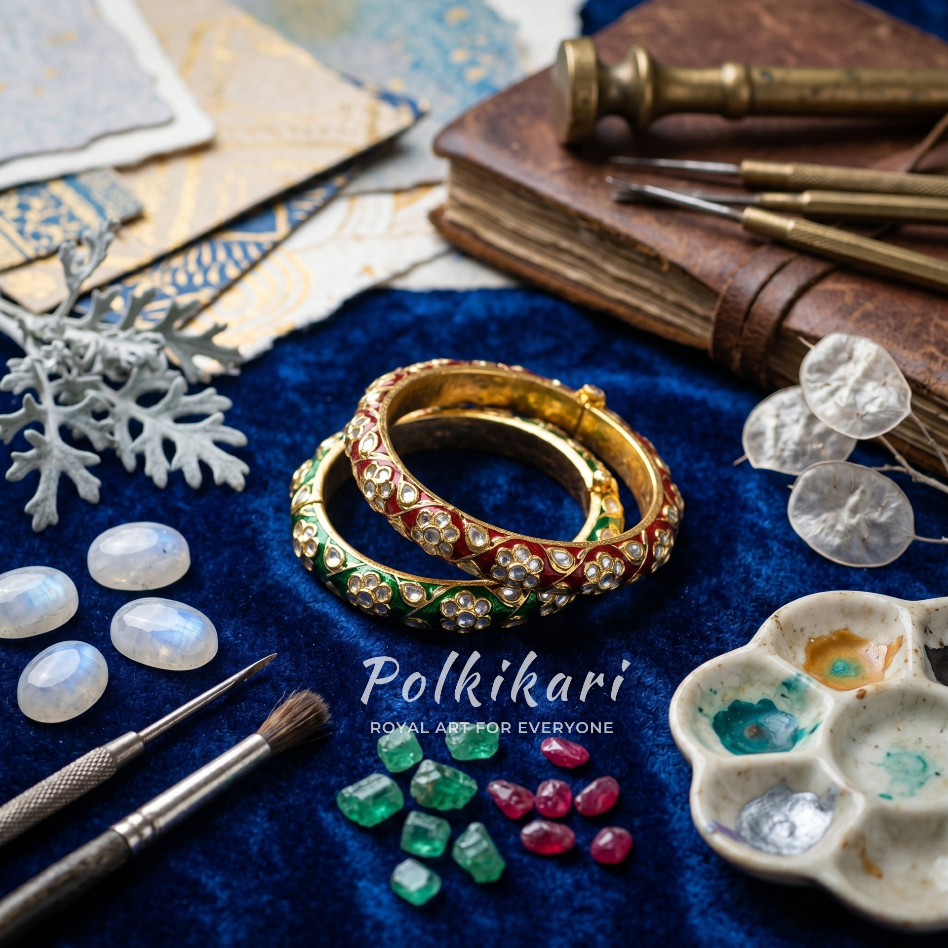 Signature Meenakari Lab Grown Polki Bangles (Pair)