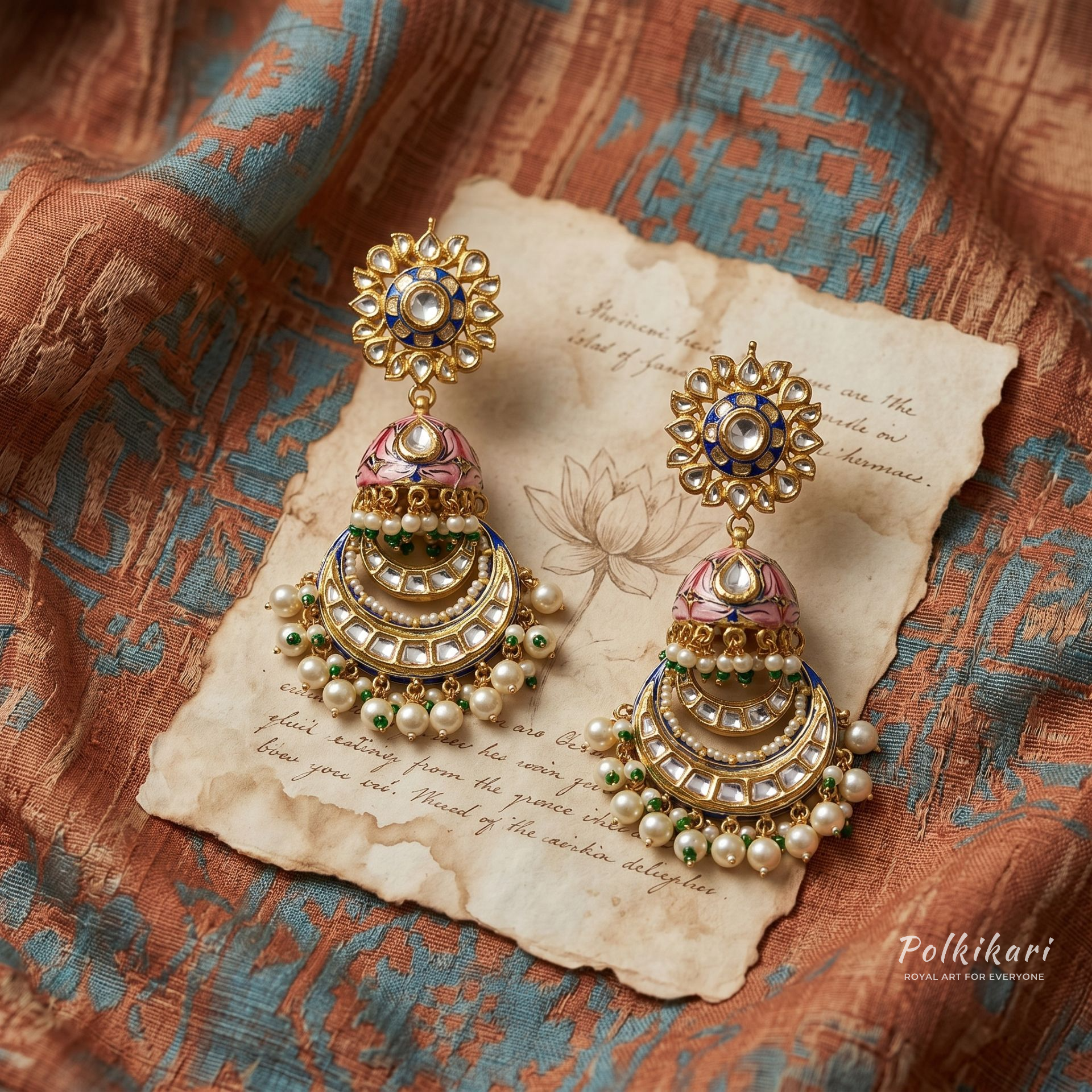 Iconic Multi-Tiered Lab Grown Polki Earrings