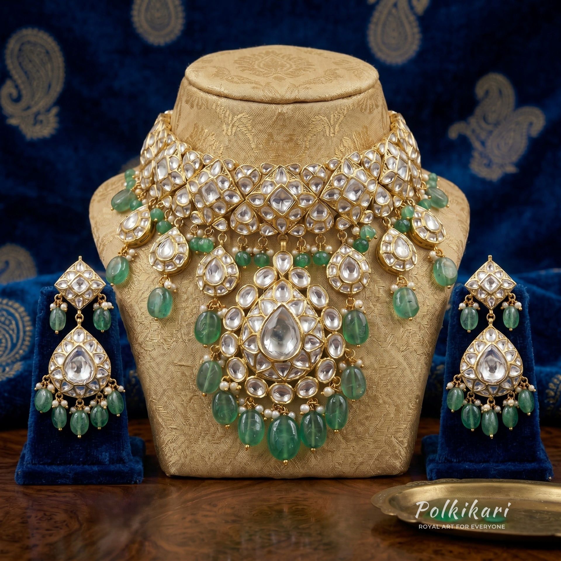 Veridian Veraast Lab Grown Polki Necklace Set
