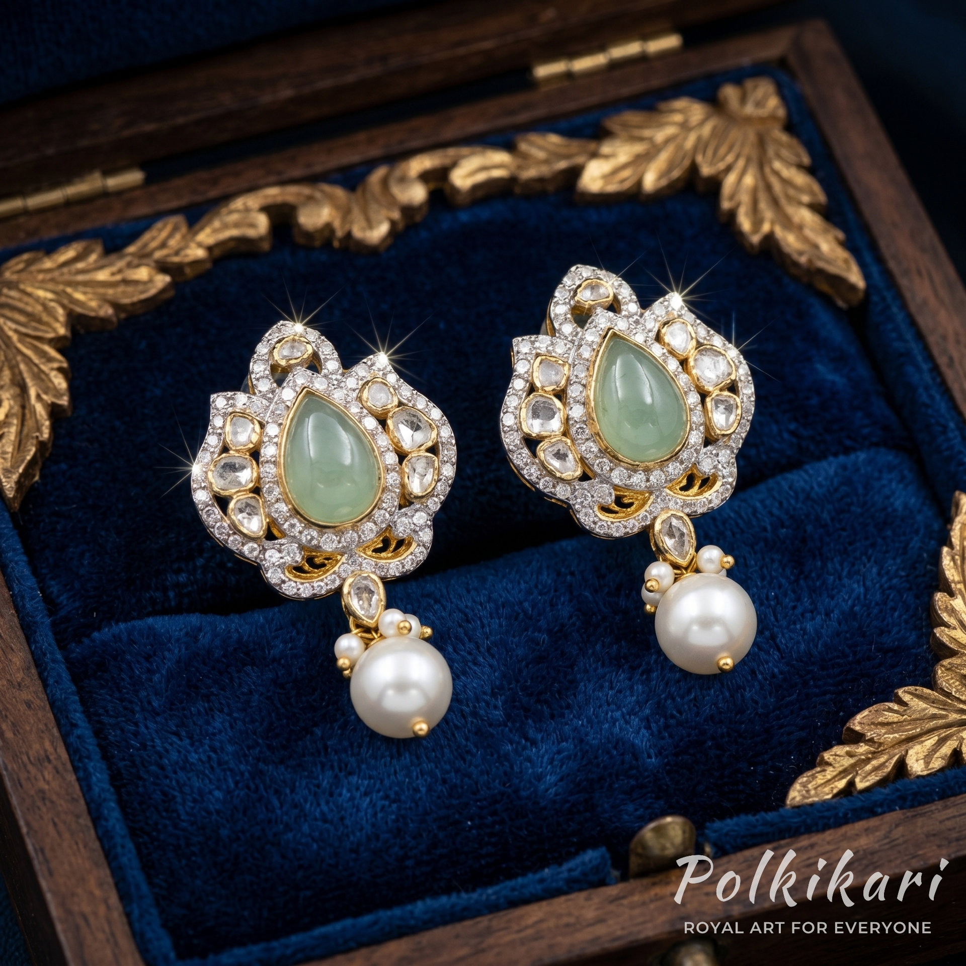Jade Symphony Lab Grown Polki Necklace Set