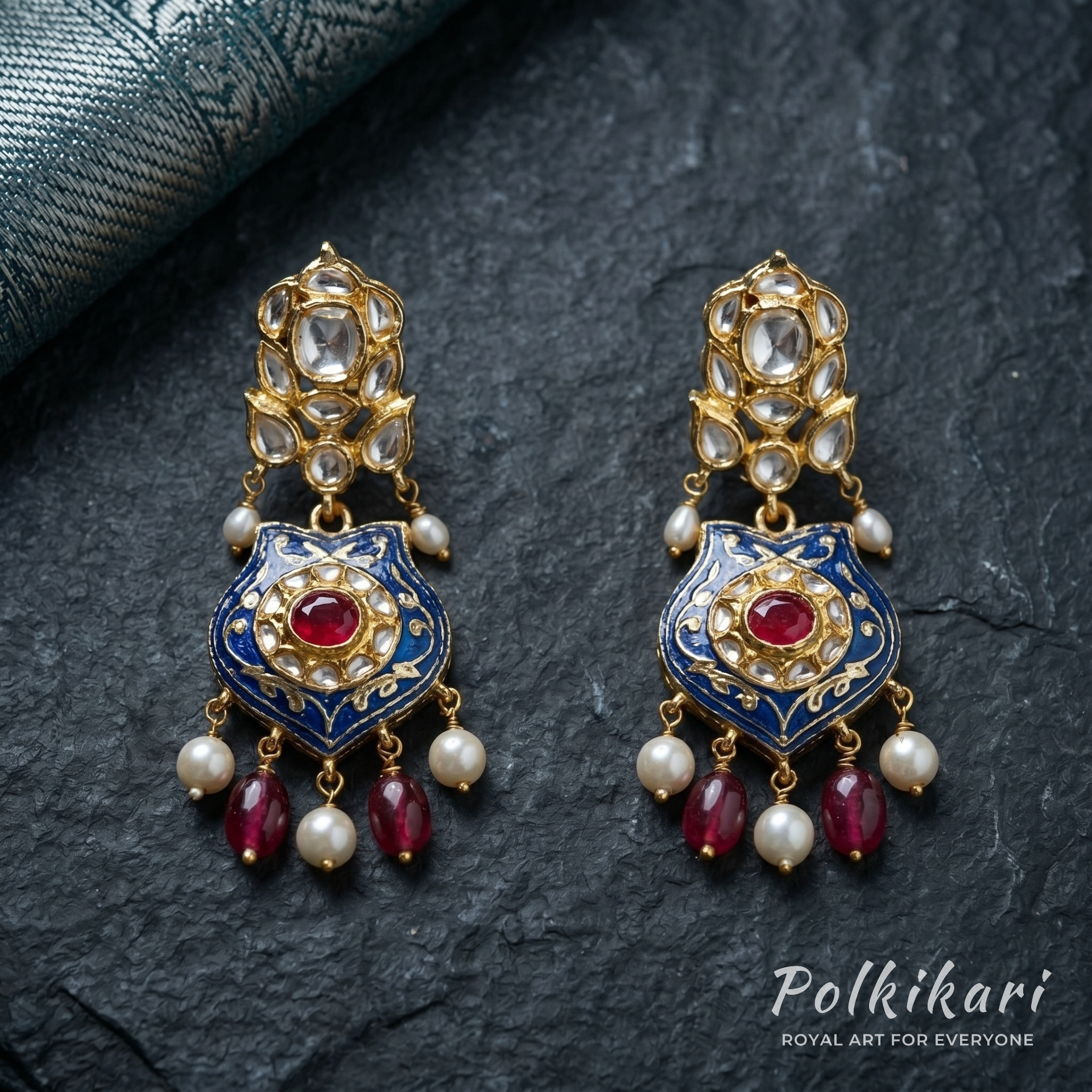 Nizam’s Crimson Drop Lab Grown Polki Pendant Set