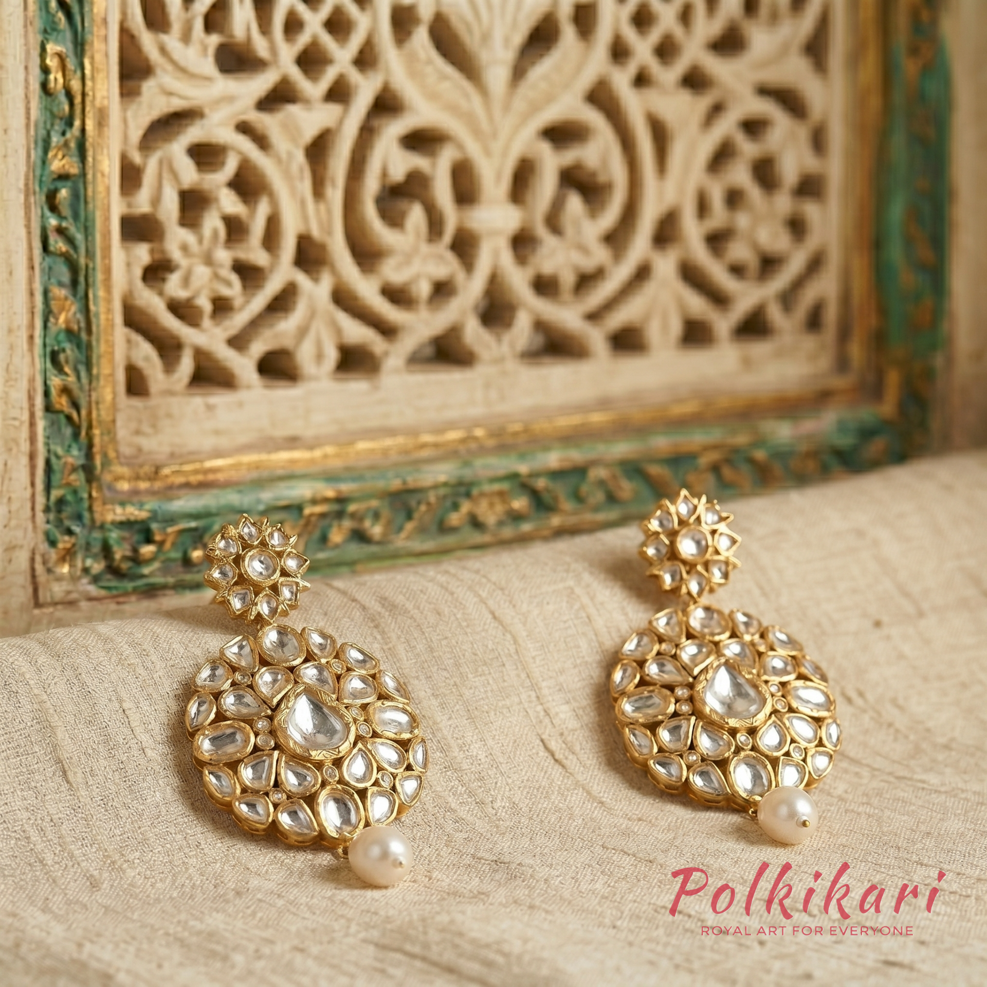 Celestial Halo Lab Grown Polki Pendant Set