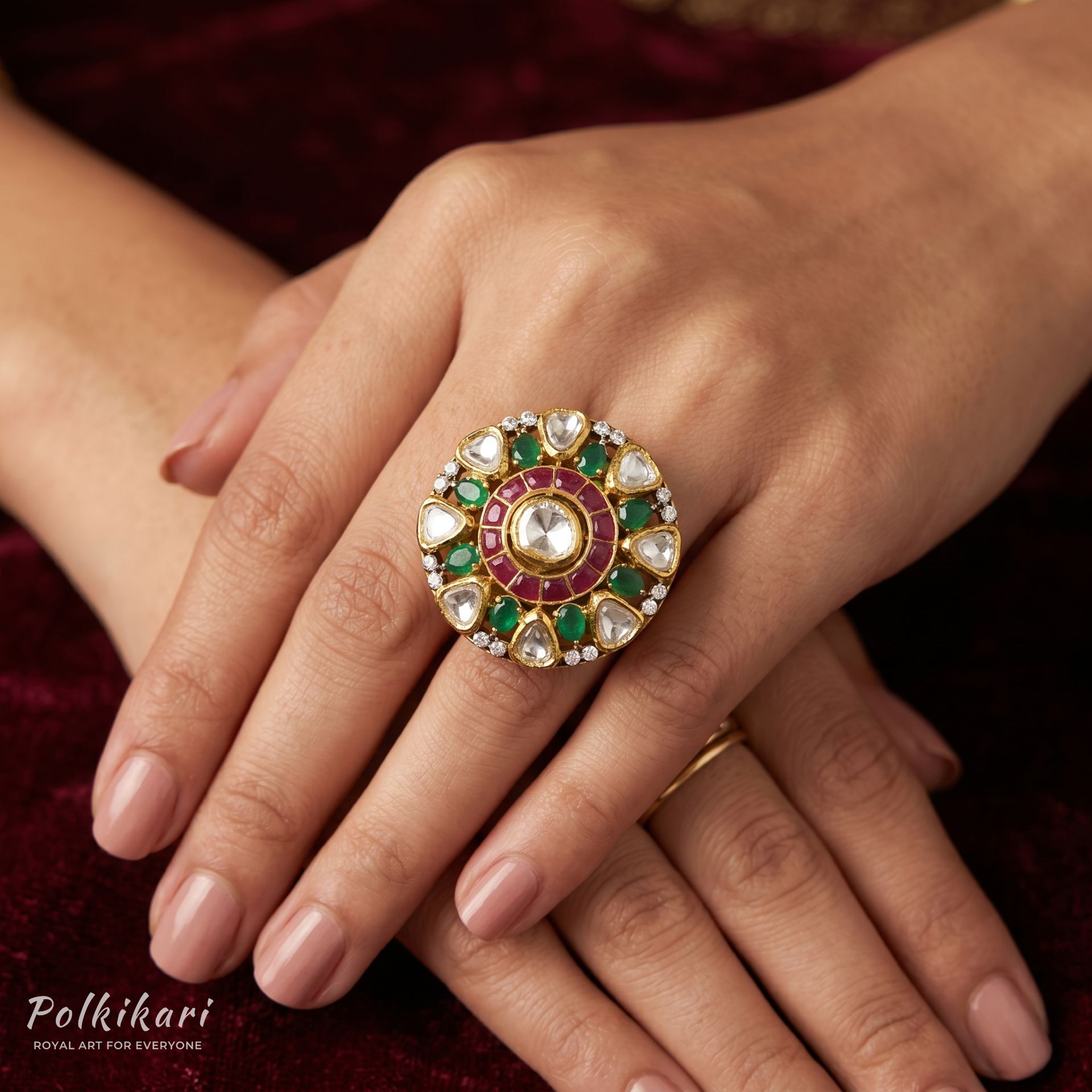 Oasis Blossom Lab Grown Polki Ring