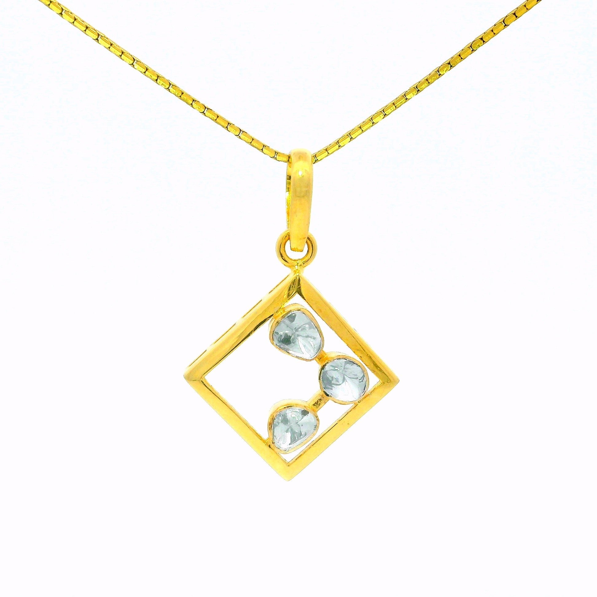 Abstract Trio Lab Grown Polki Pendant