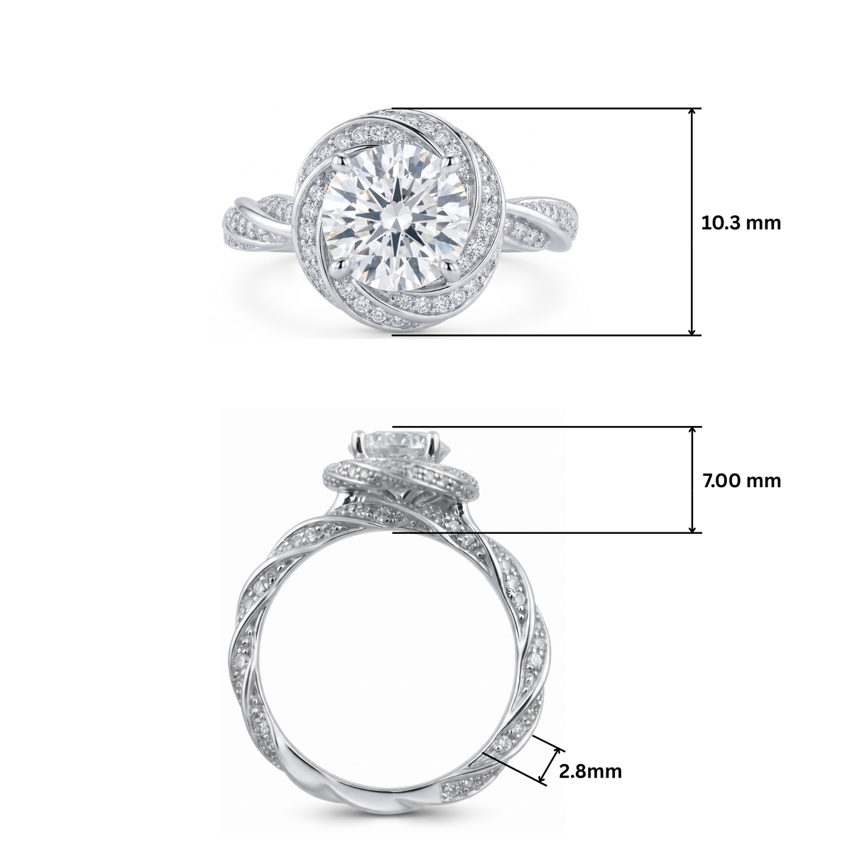 Astral Swirl Halo Solitaire Lab Grown Diamond Ring
