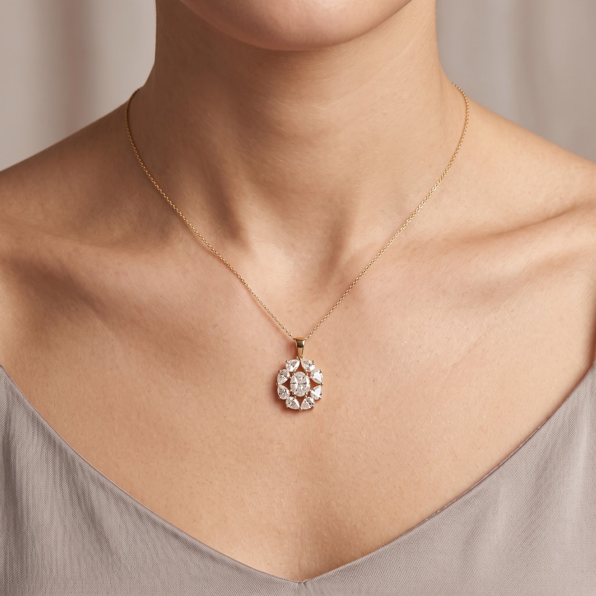 Queen’s Grace Halo Lab Grown Diamond Pendant
