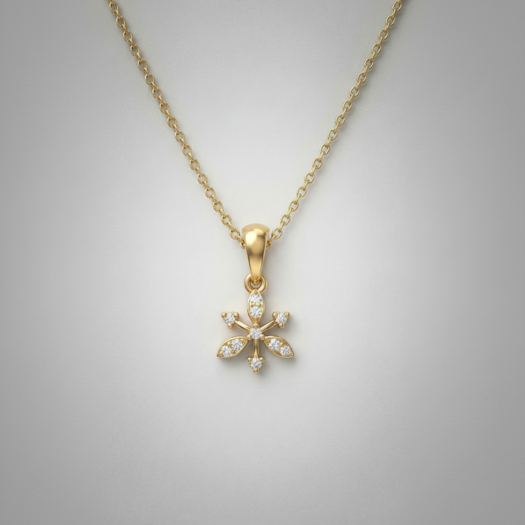 Gilded Snowflake Gold Plated Lab Grown Diamond Pendant