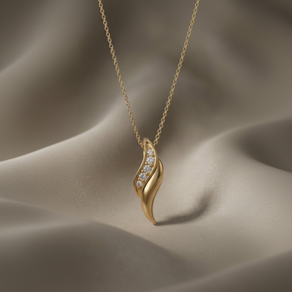 Plume Drop Gold Plated Lab Grown Diamond Pendant