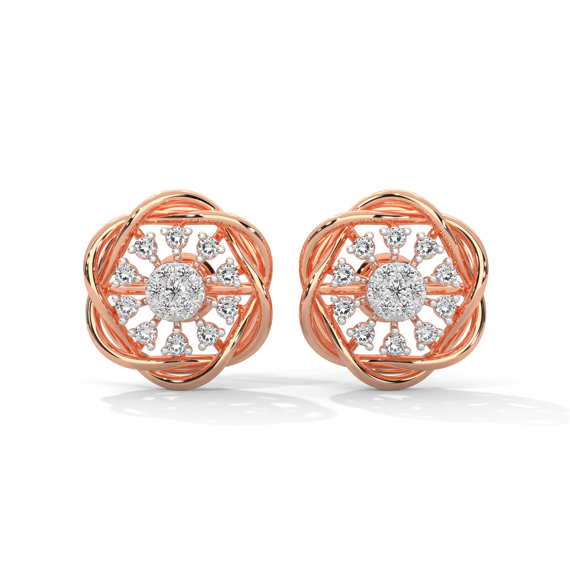 Radiant Blossom Lab Grown Diamond Stud Earrings