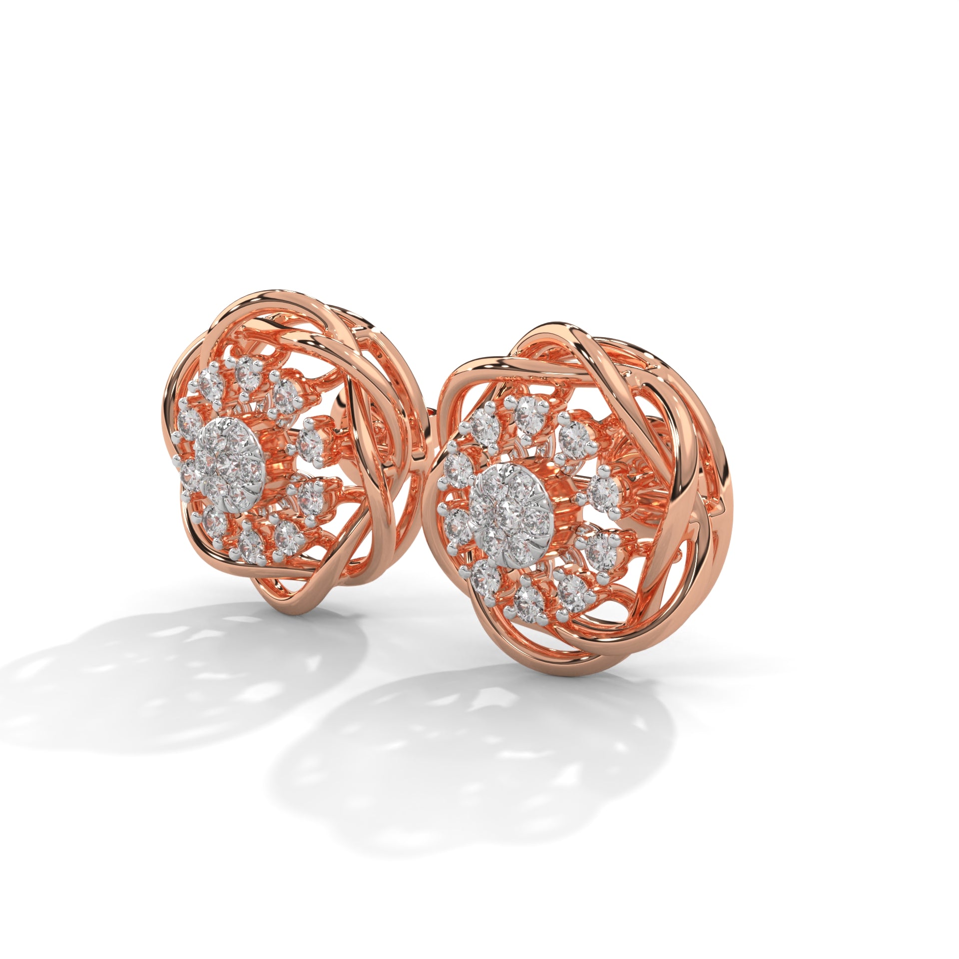 Radiant Blossom Lab Grown Diamond Stud Earrings