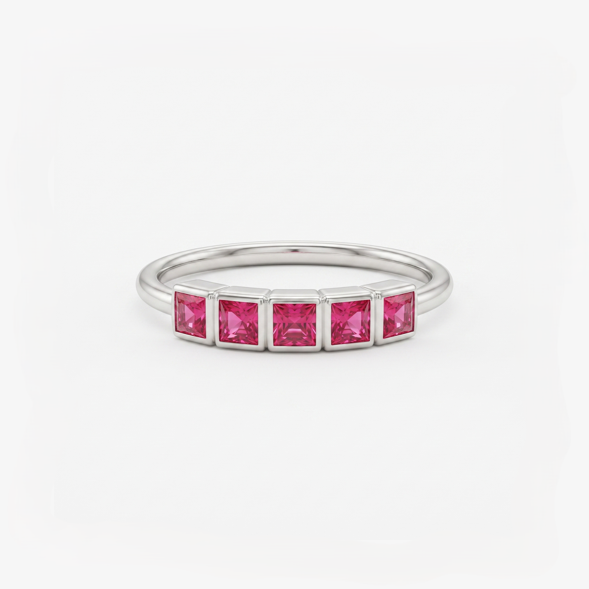 Linear Pedestal Platinum Plated Lab Grown Diamond Ring