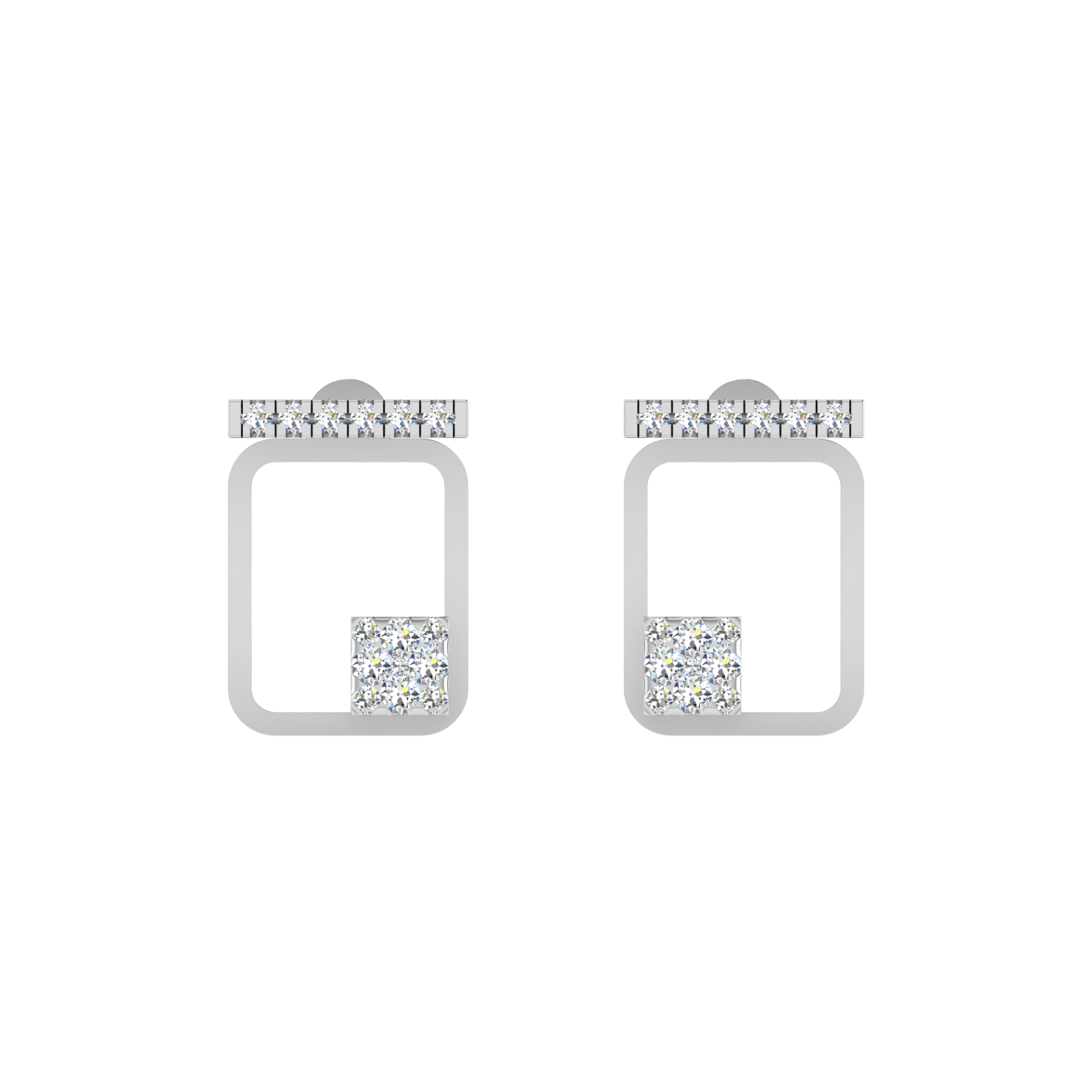 Cipher Geometry Platinum Plated Lab Grown Diamond Earrings