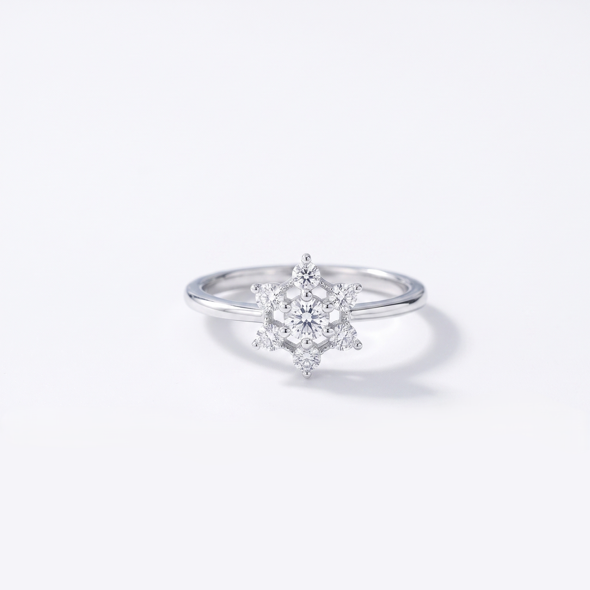 Star Leaf Cluster Platinum Plated Lab Grown Diamond Ring