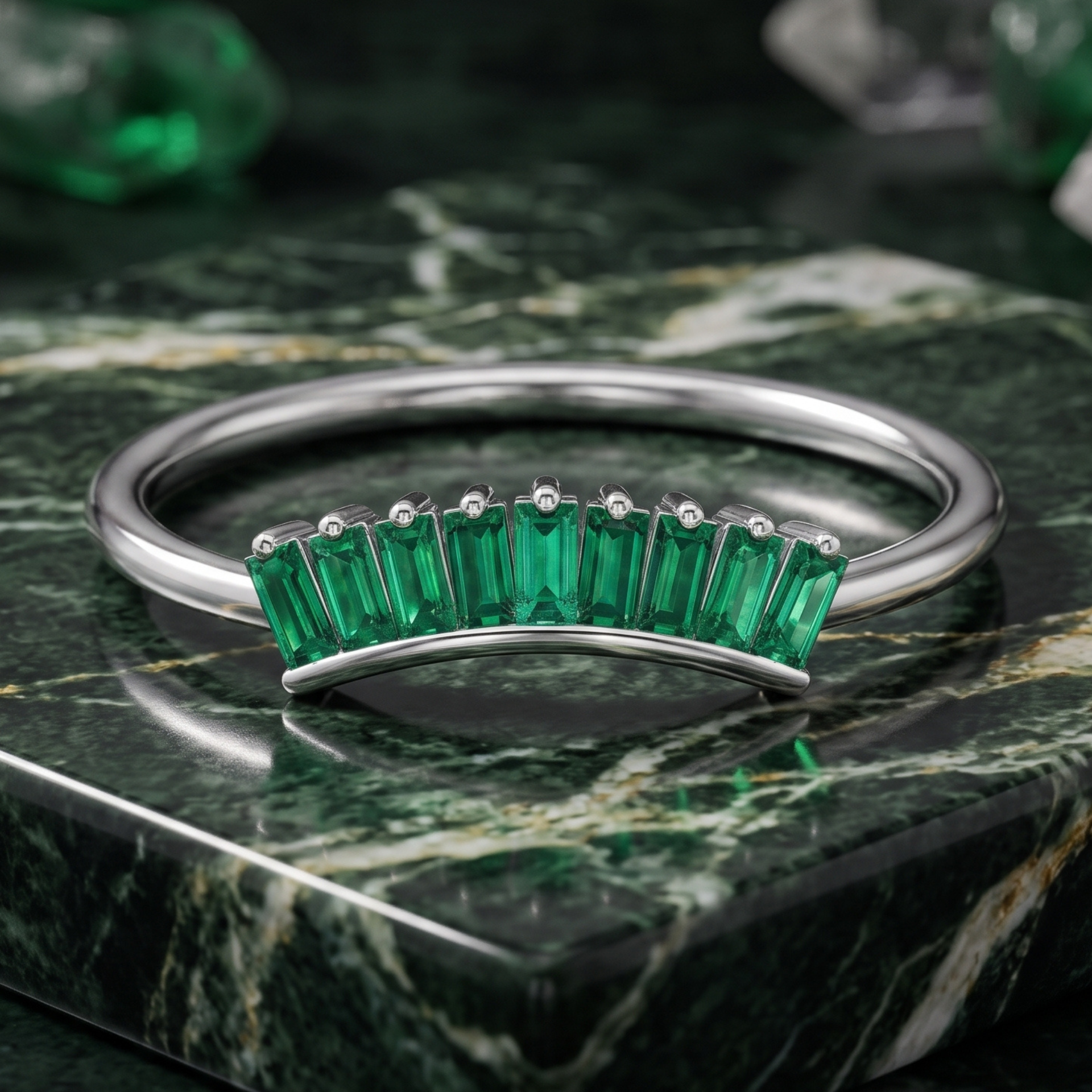Deco Nesting Platinum Plated Lab Grown Diamond Ring