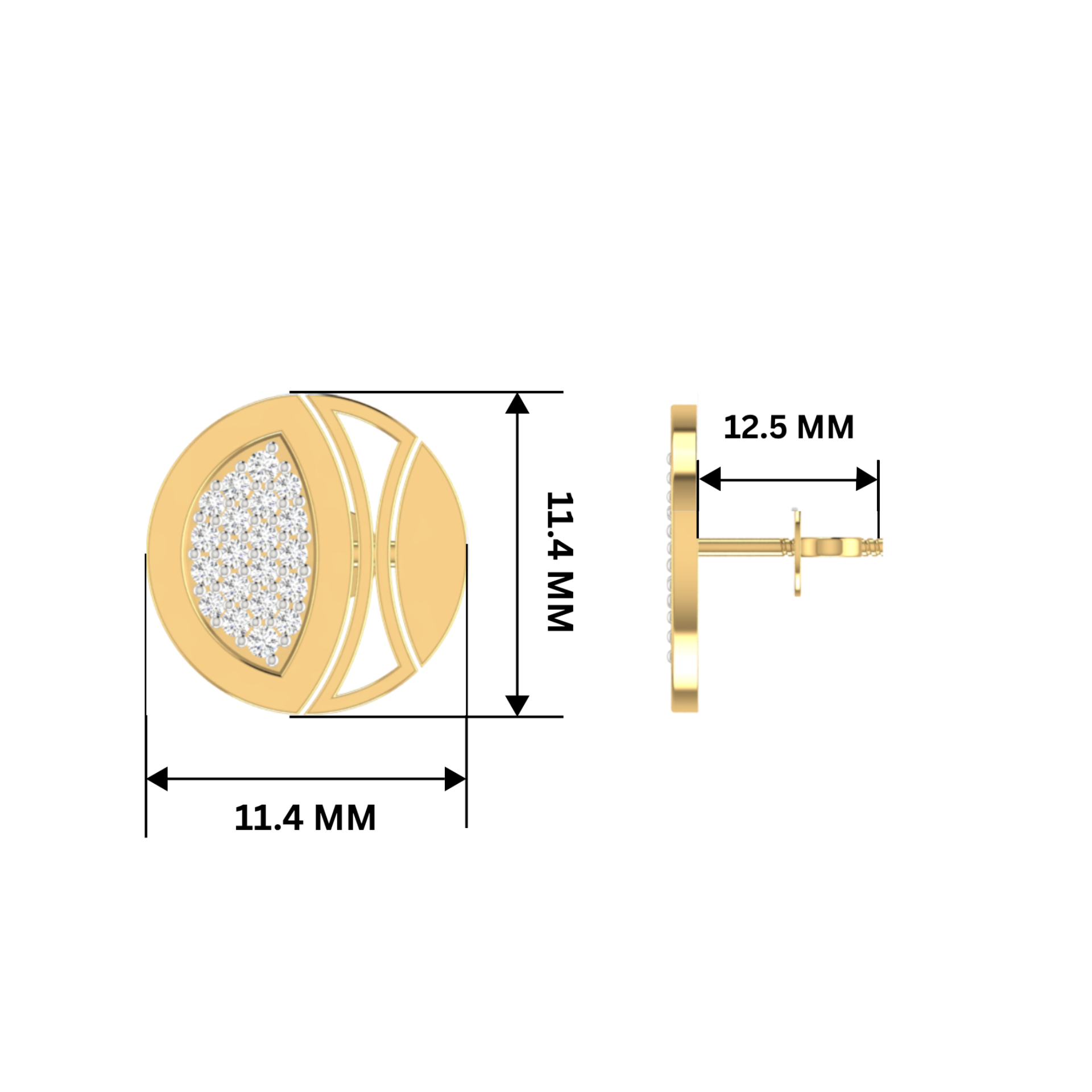 Mosaic Disc Studs Gold Plated Lab Grown Diamond Earrings