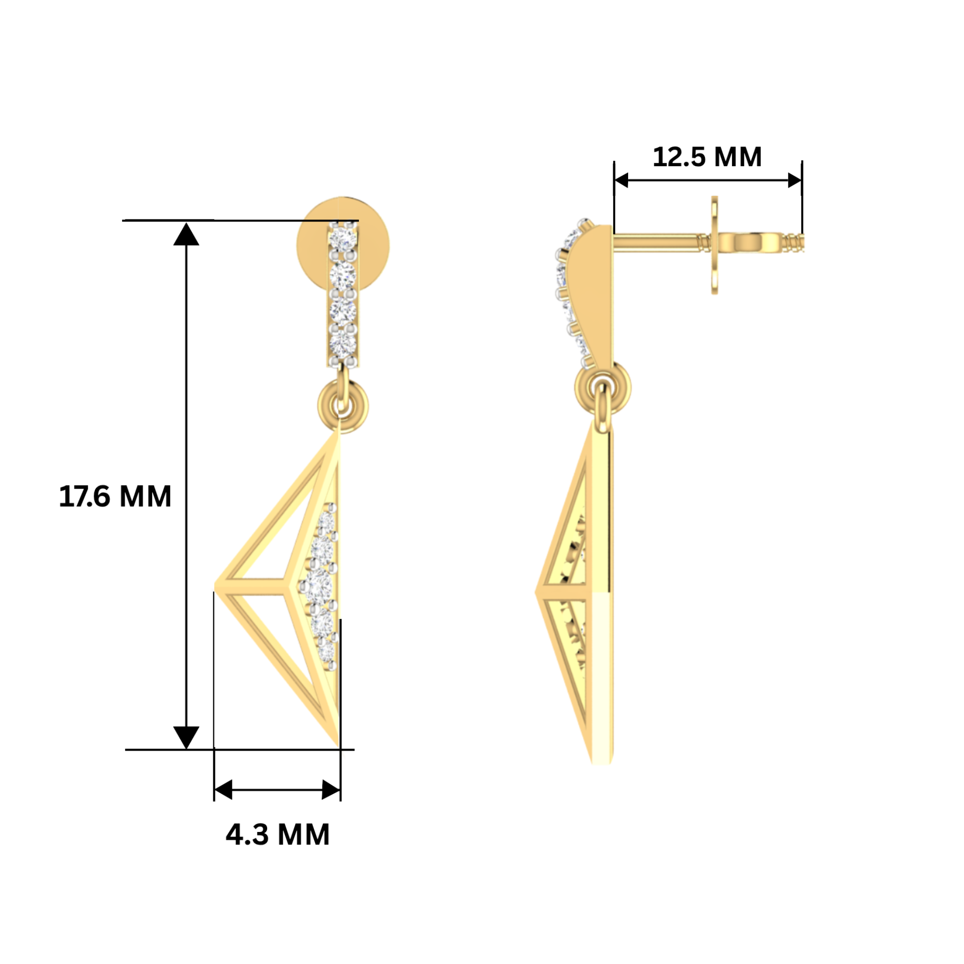 Interlock Aura Drops Gold Plated Lab Grown Diamond Earrings