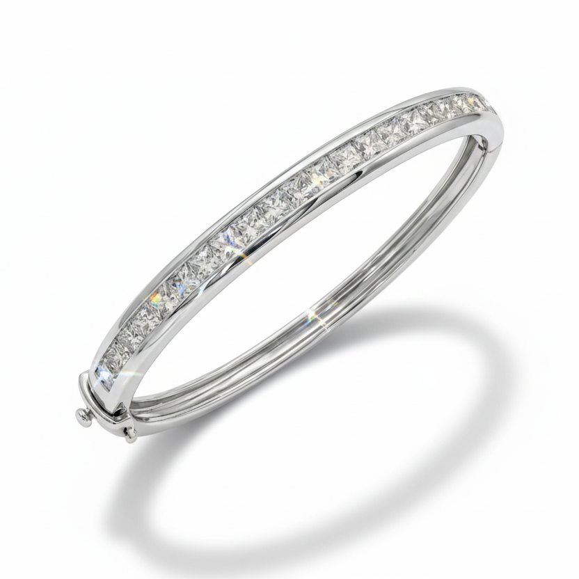 Princess Cut Eternity Lab Grown Diamond Bangle