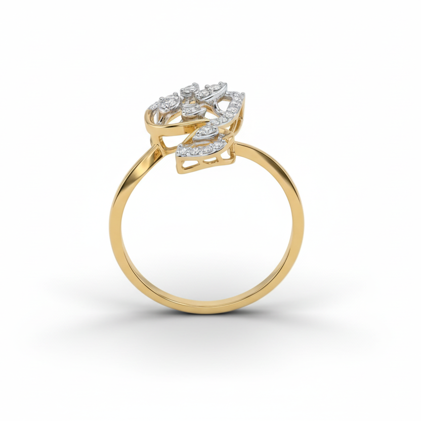 Delicate Leaf Lab Grown Diamond Ring