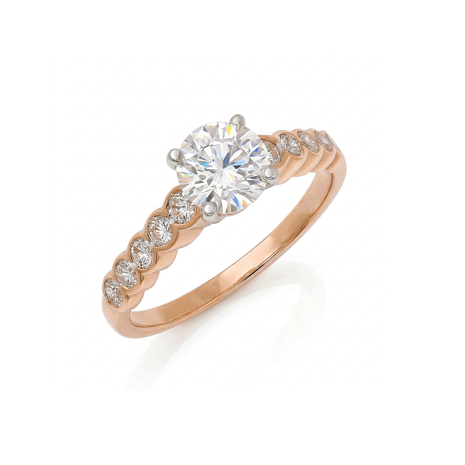 Sweetheart Scallop Solitaire Lab Grown Diamond Ring