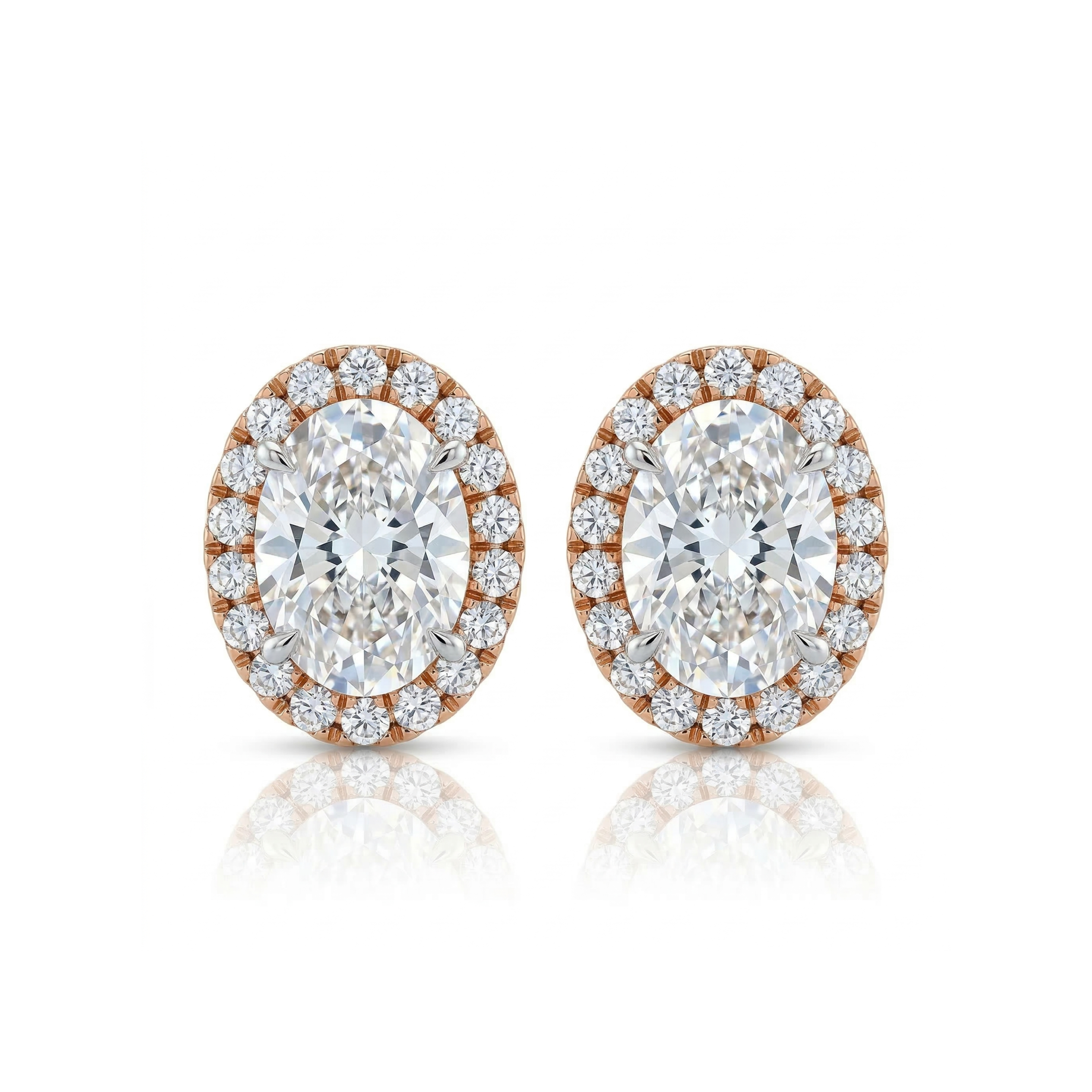 Rosewater Halo Solitaire Lab Grown Diamond Earrings