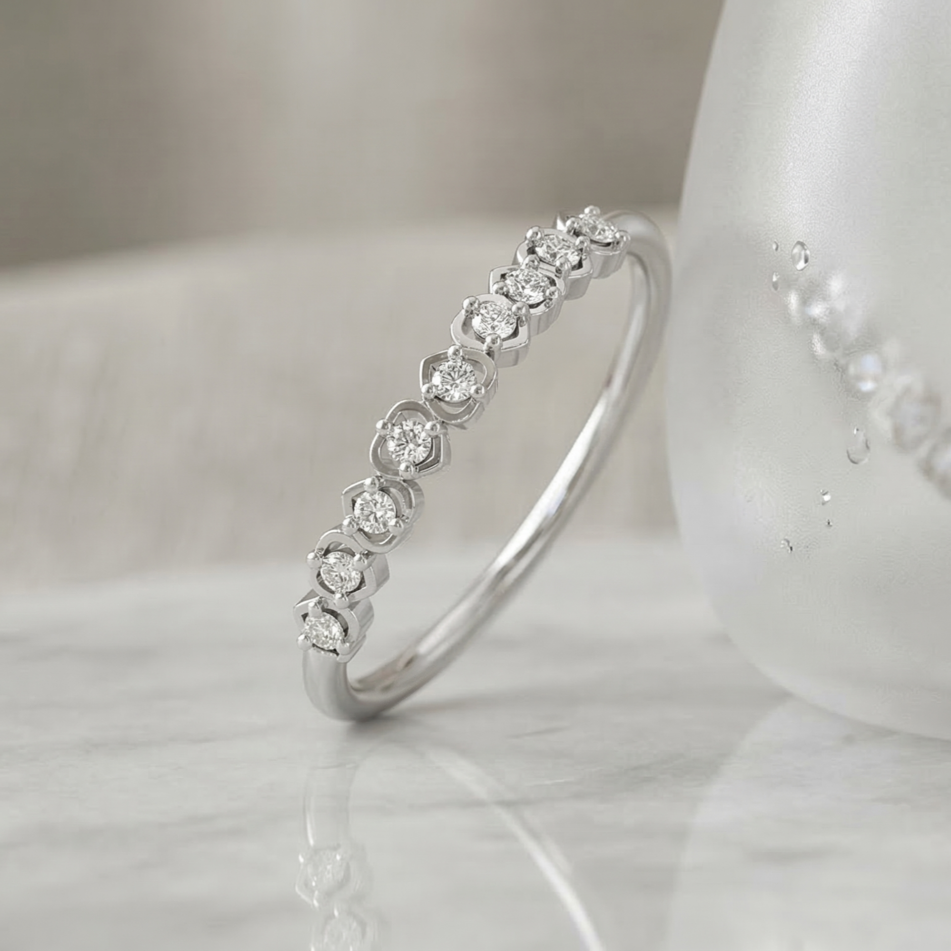 Antiquity Row Platinum Plated Lab Grown Diamond Ring