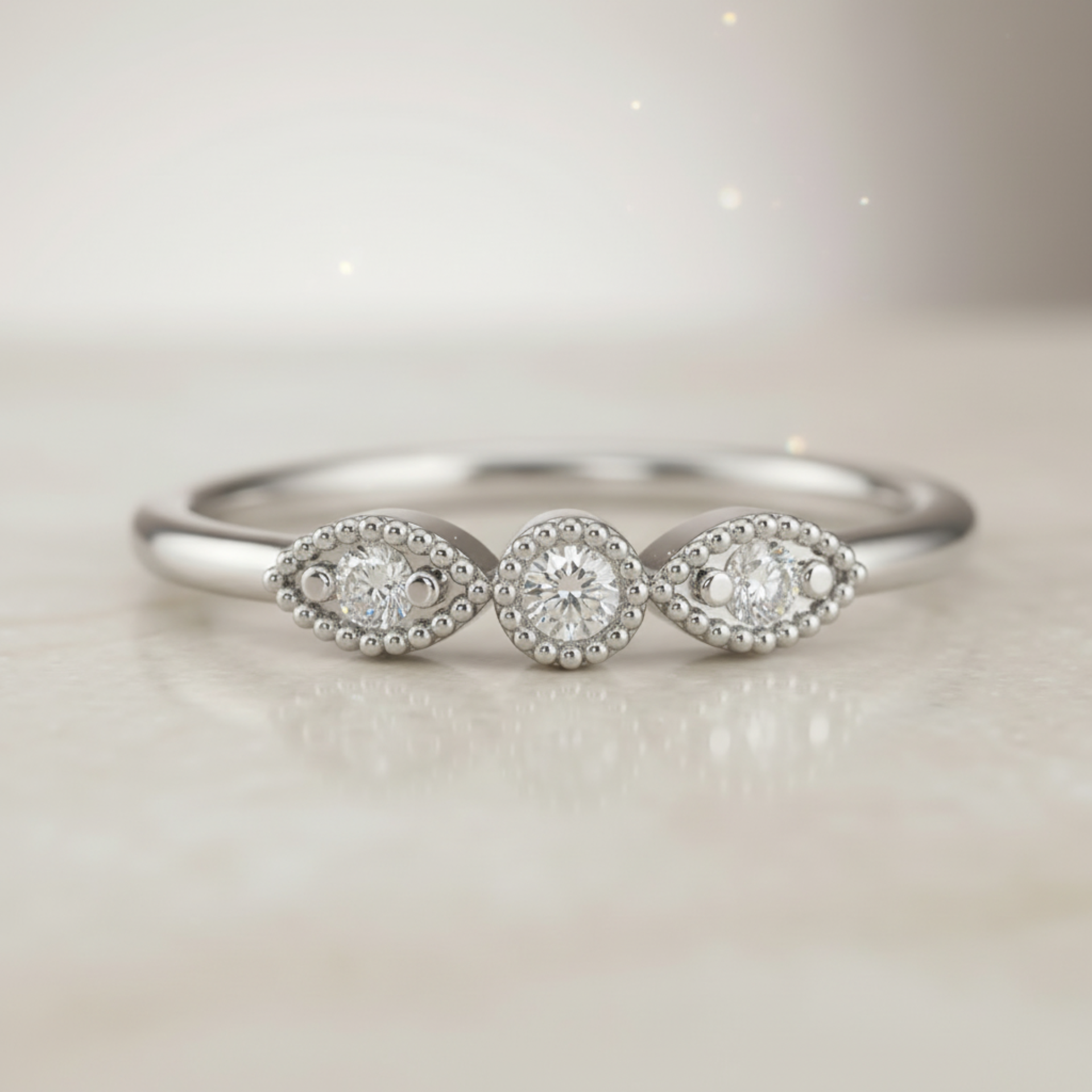 Sphere Sequence Platinum Plated Lab Grown Diamond Ring