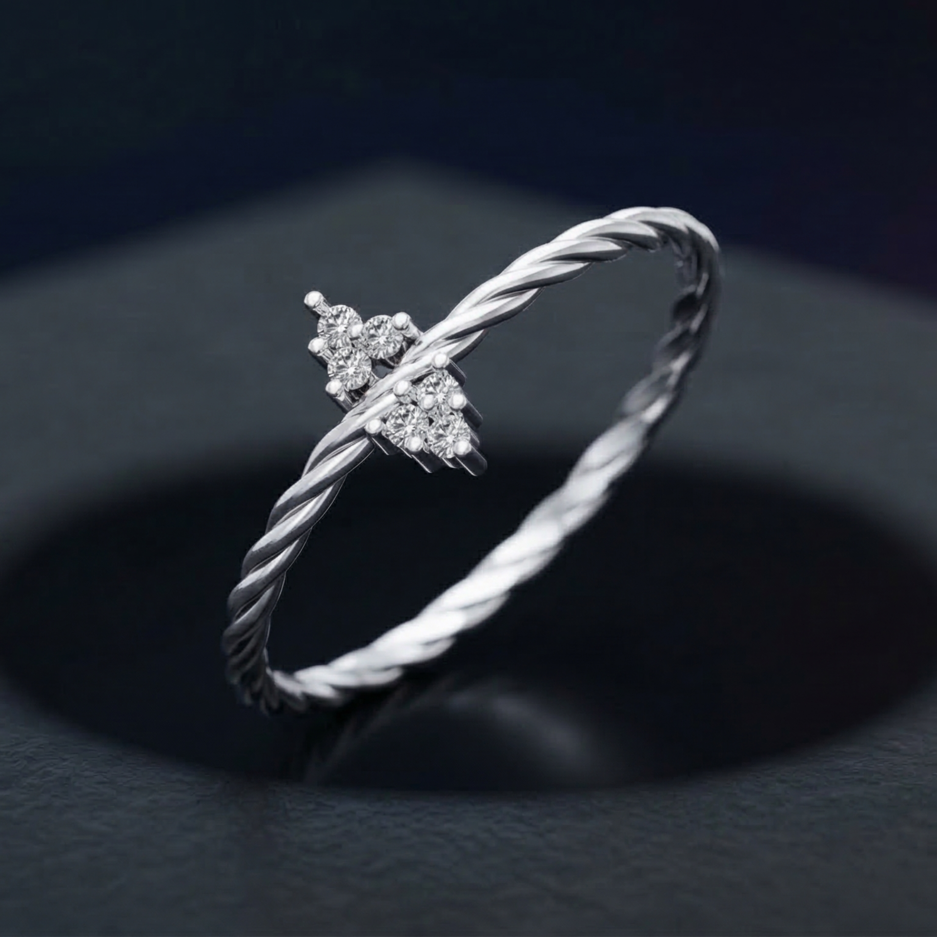 Anchor Point Platinum Plated Lab Grown Diamond Ring