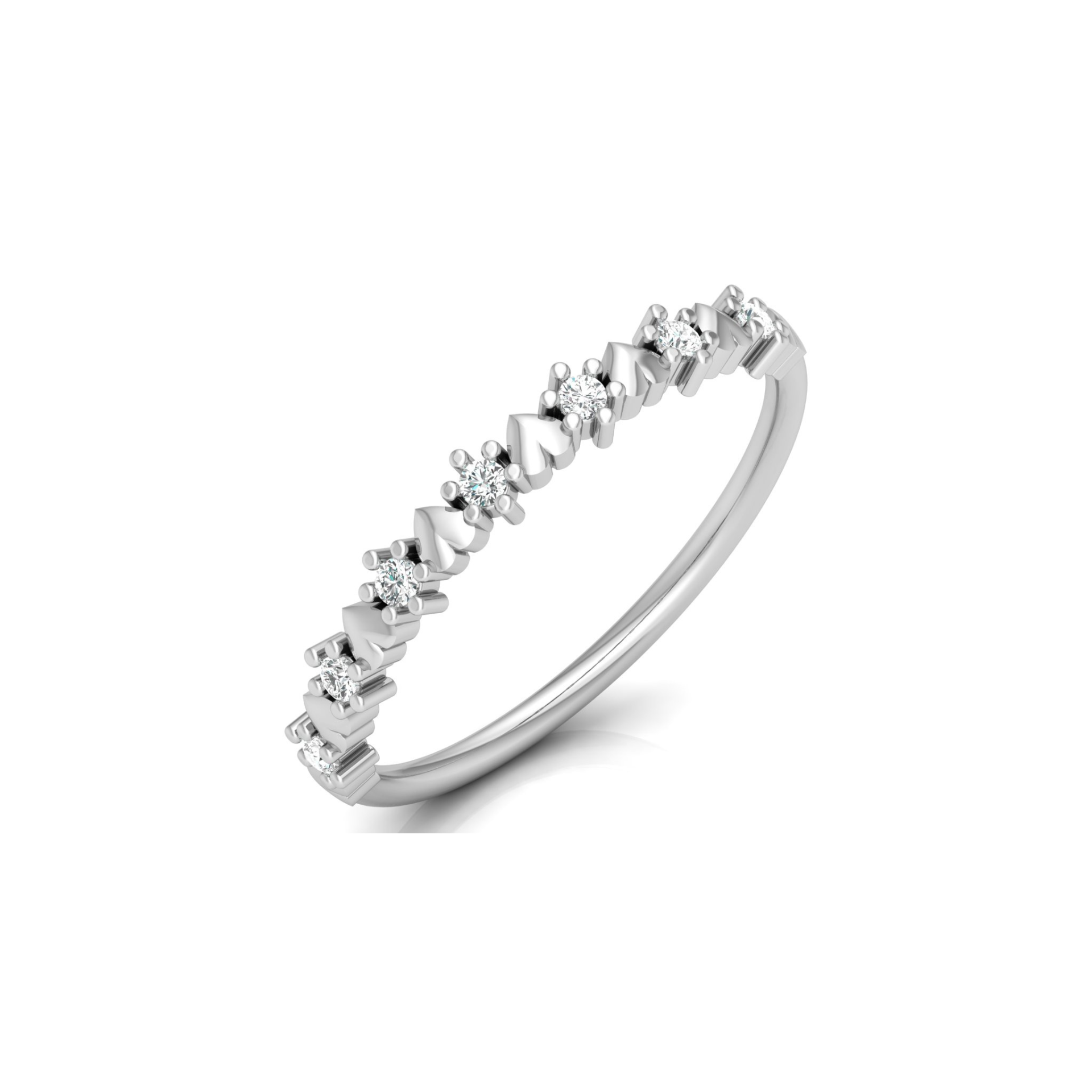 Heartbeat Rail Platinum Plated Lab Grown Diamond Ring