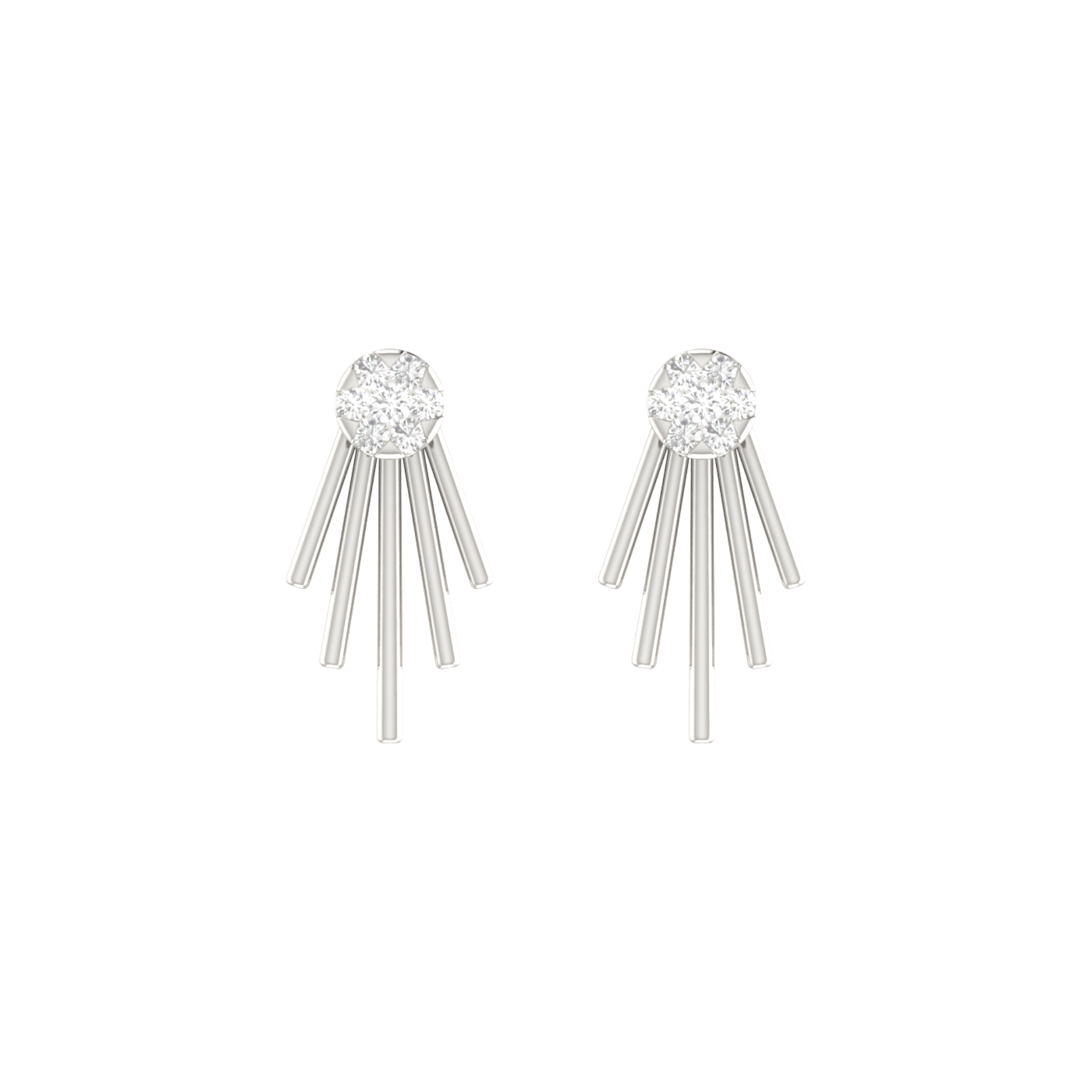 Linear Picket Platinum Plated Lab Grown Diamond Earrings