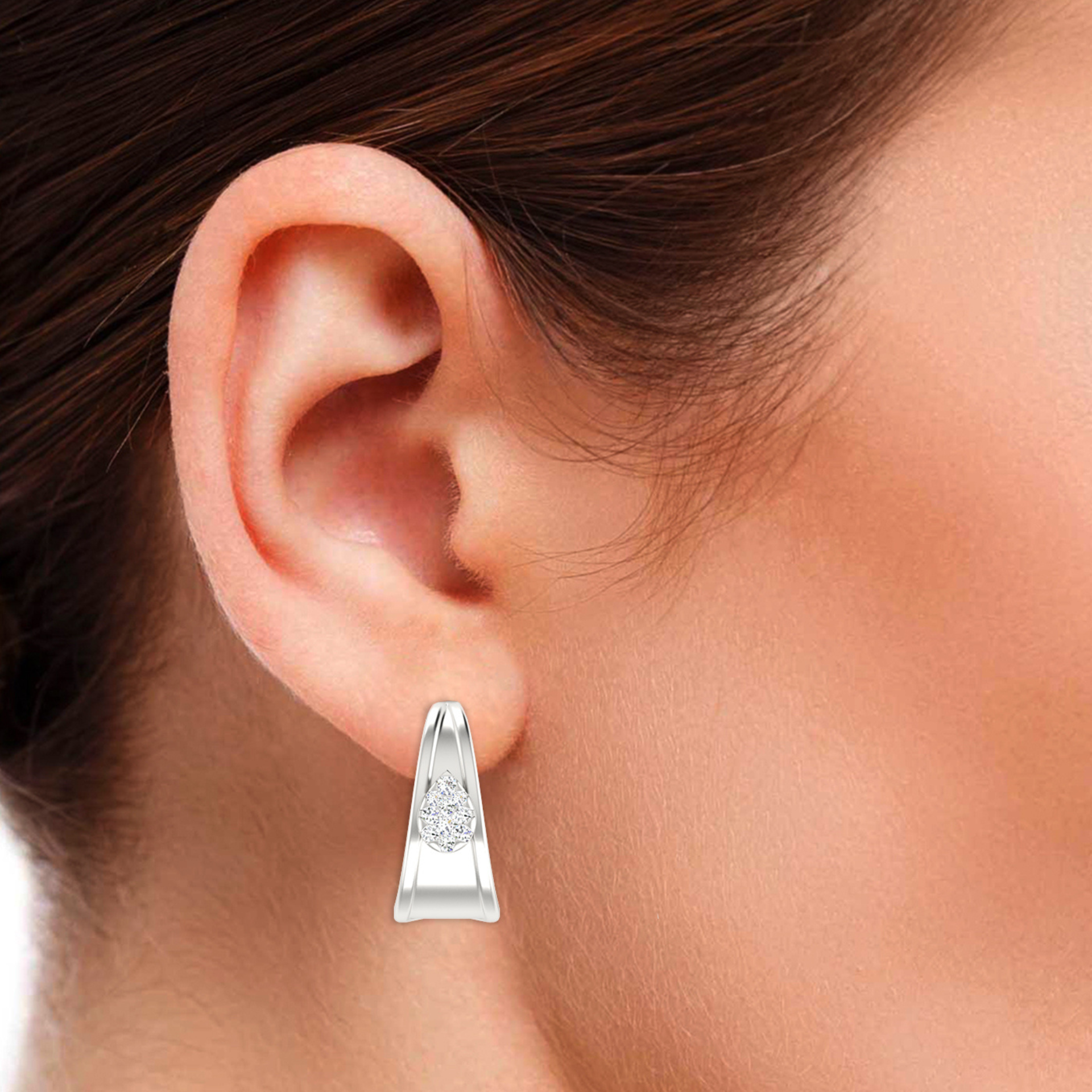 Fluid Frame Platinum Plated Lab Grown Diamond Earrings