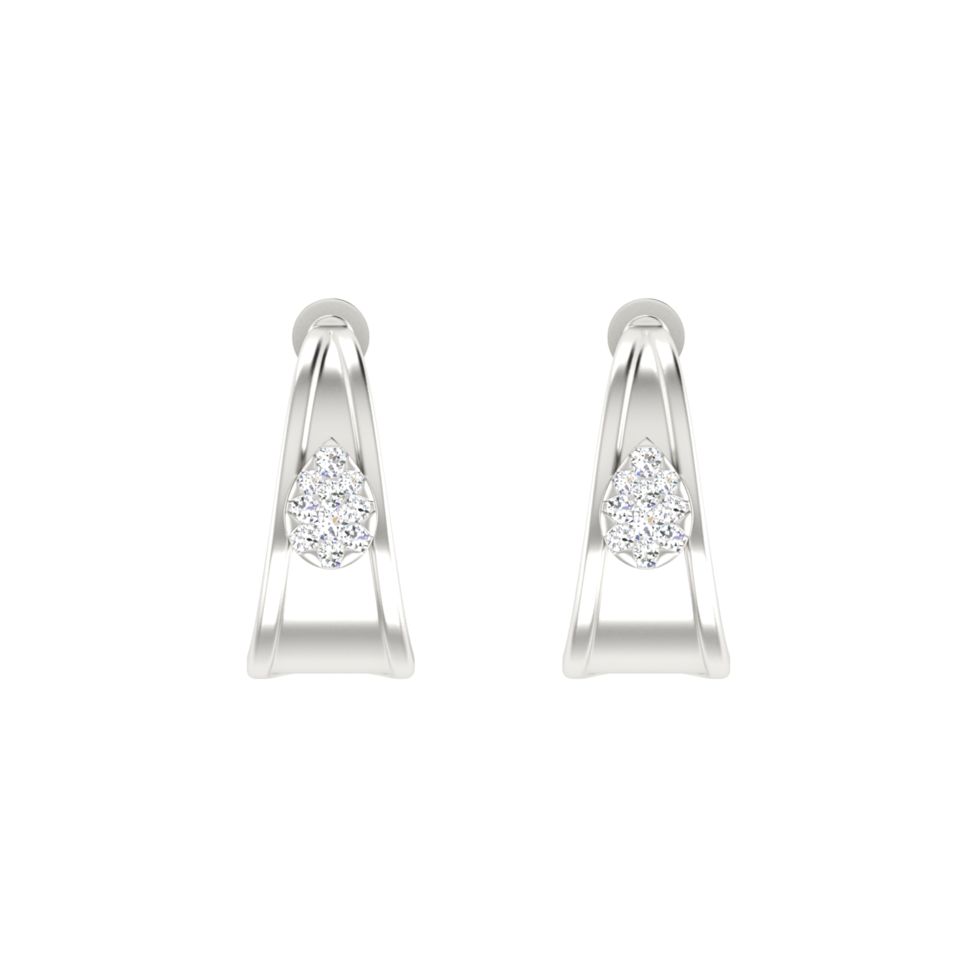 Fluid Frame Platinum Plated Lab Grown Diamond Earrings